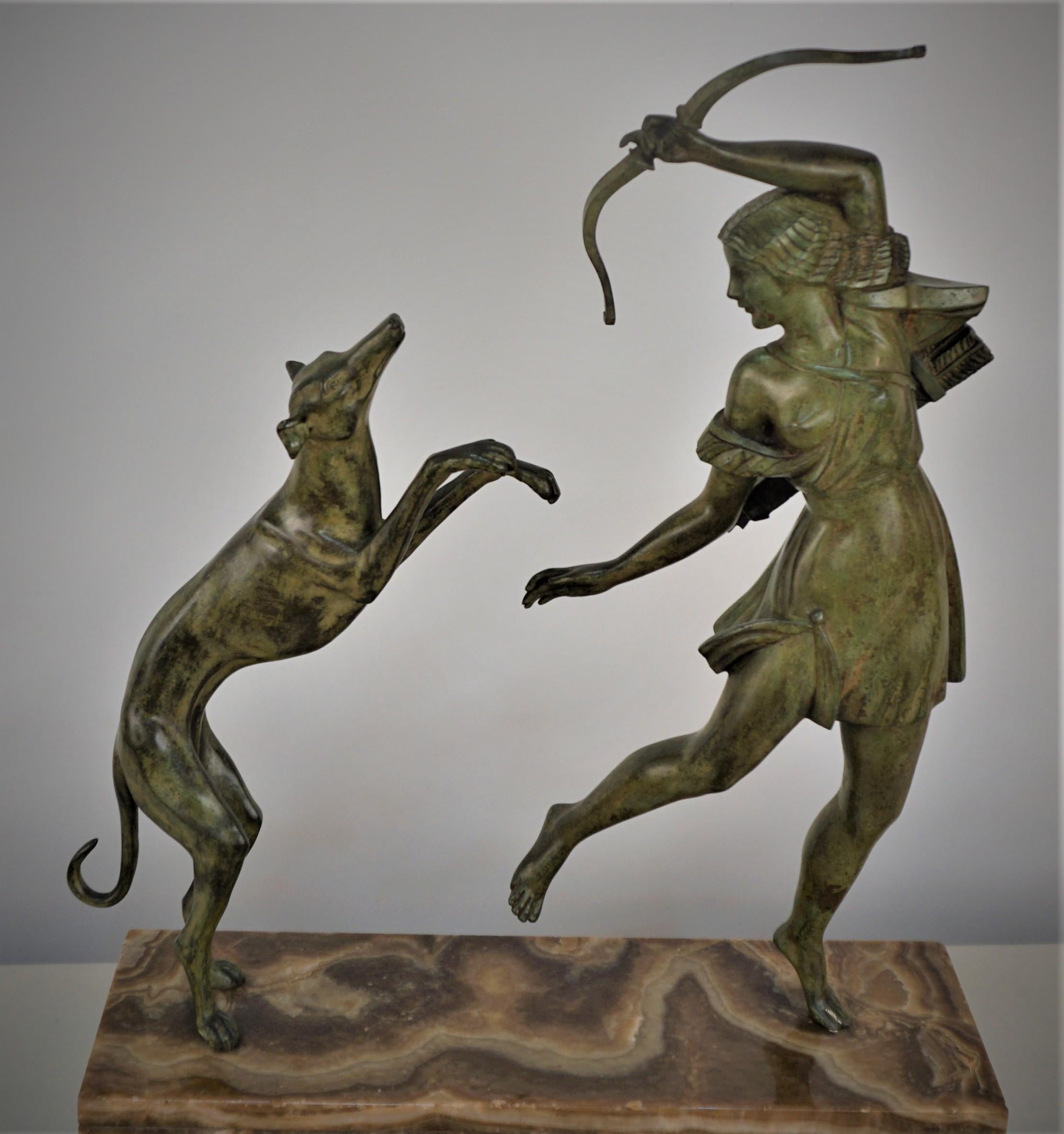 Bronze Statue Diana the Huntress with the Dog 3