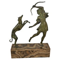 Bronze Statue Diana the Huntress with the Dog