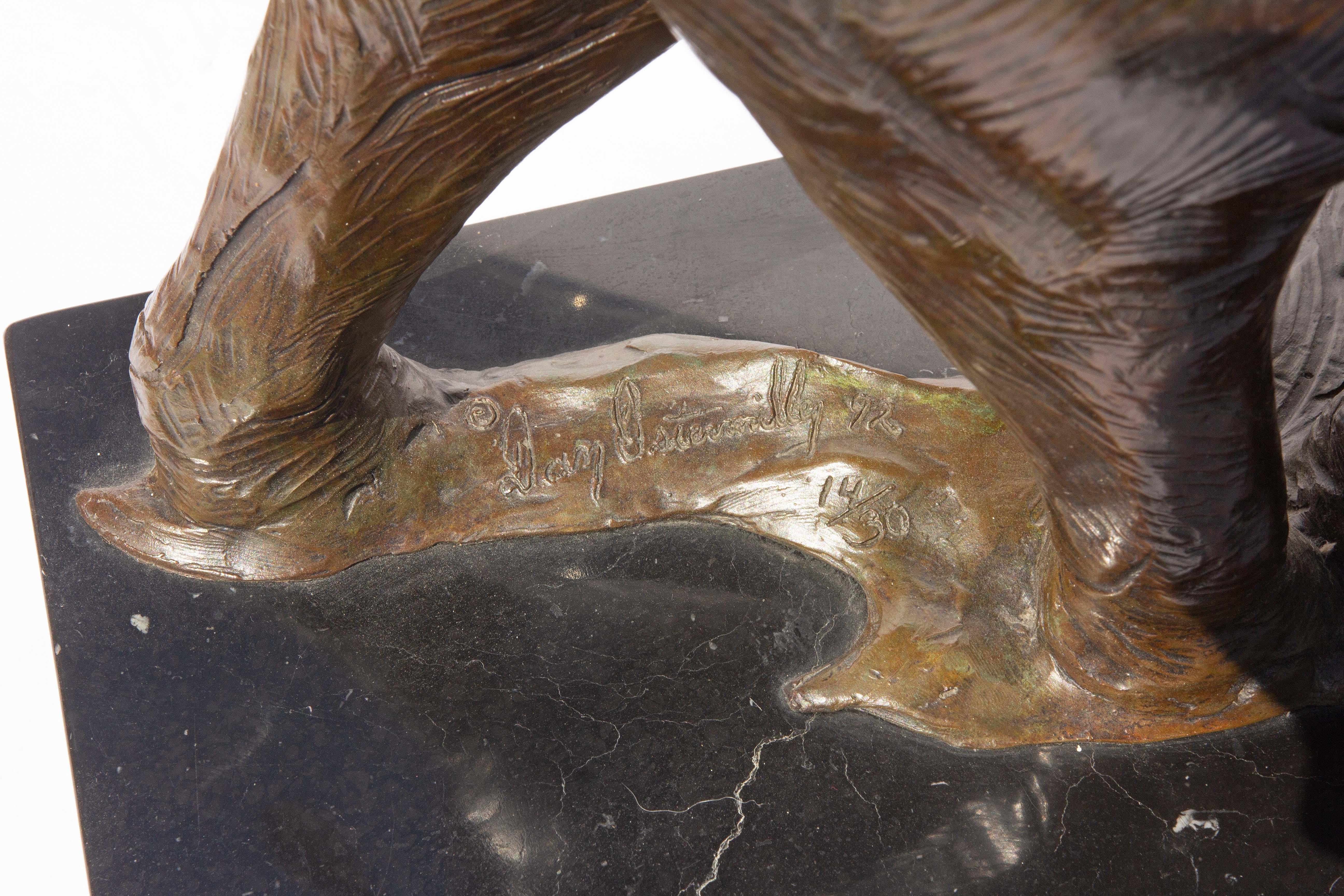 XX secolo Statua in bronzo di elefante e vitello dello scultore americano Dan Ostermiller in vendita