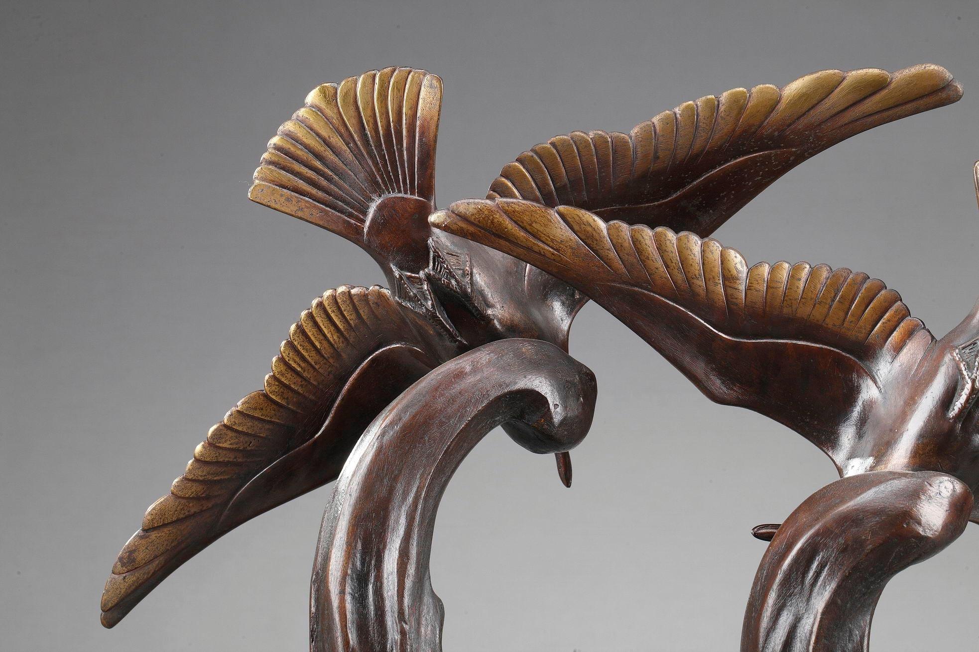 Bronze Statue, Flying Gulls by Enrique Molins 'Spanish, 1893-1958' For Sale 3