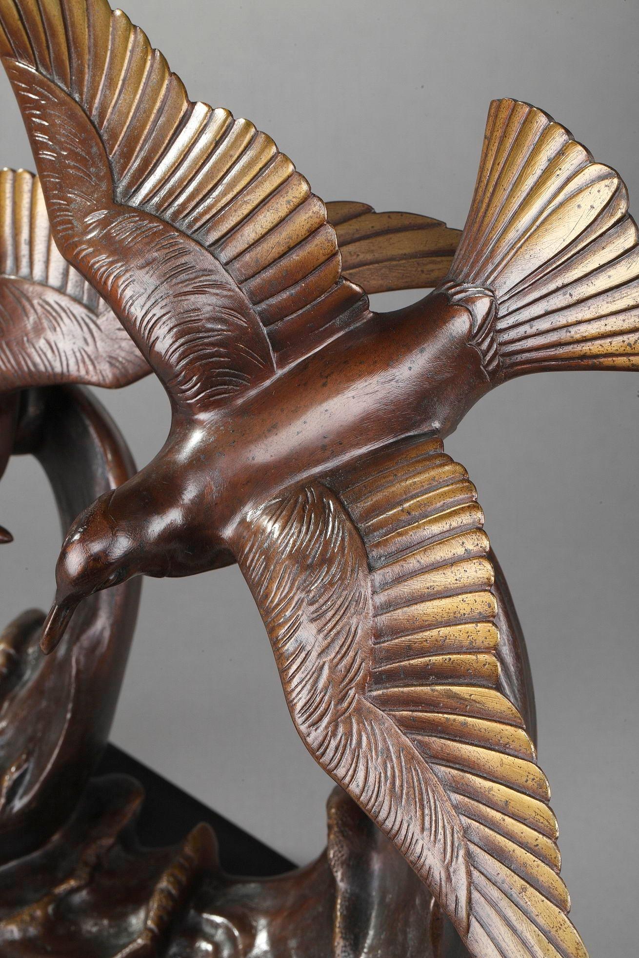 Bronze Statue, Flying Gulls by Enrique Molins 'Spanish, 1893-1958' For Sale 7