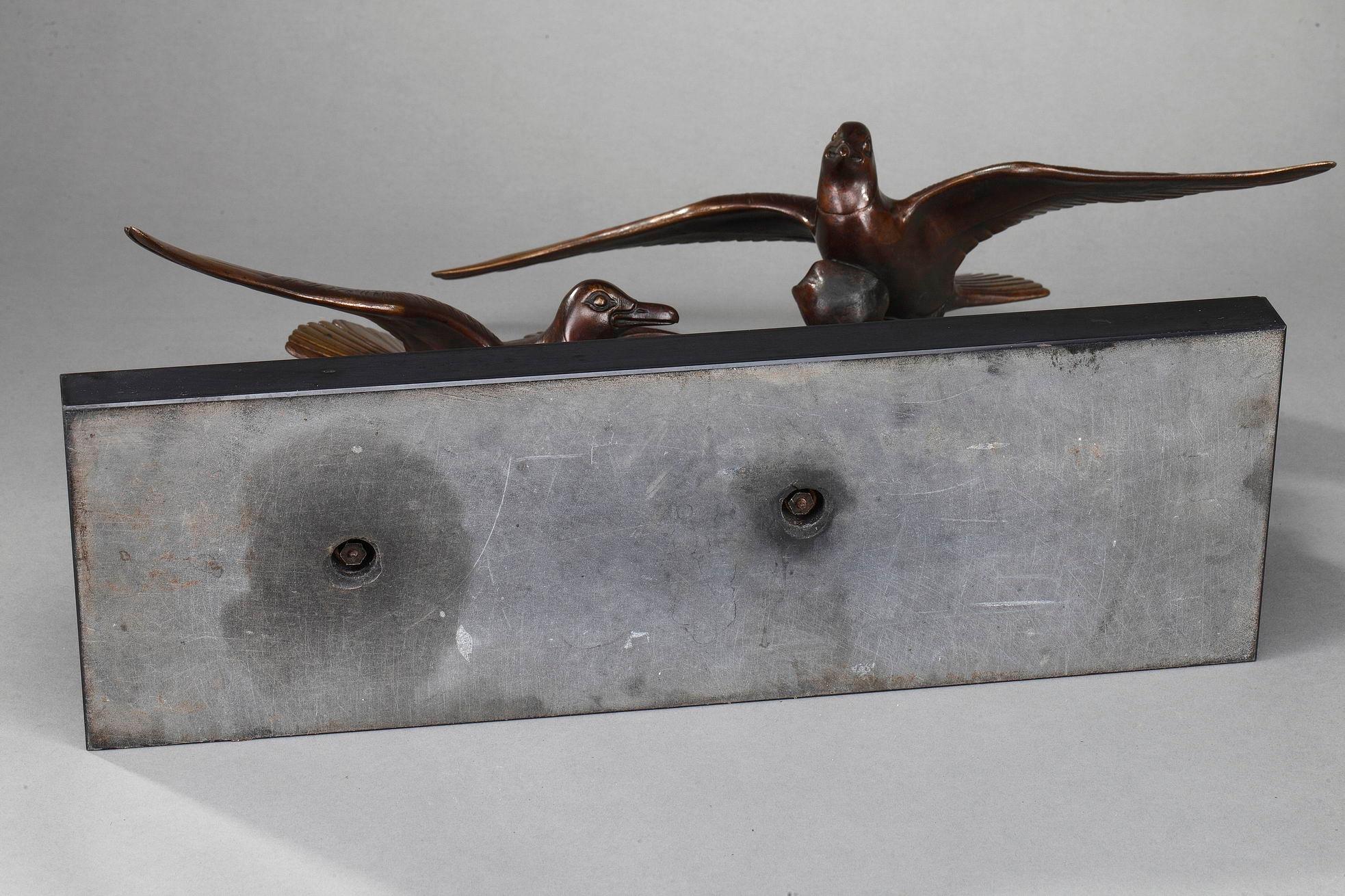 Bronze Statue, Flying Gulls by Enrique Molins 'Spanish, 1893-1958' For Sale 8