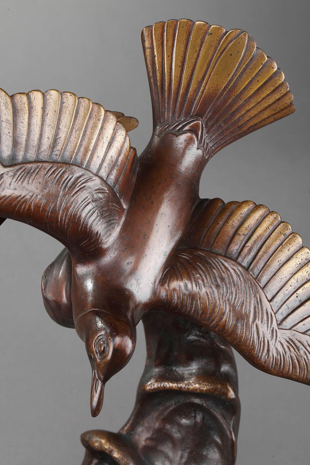 Français Statue en bronze, Gulls volants d' Enrique Molins, espagnol, 1893-1958 en vente