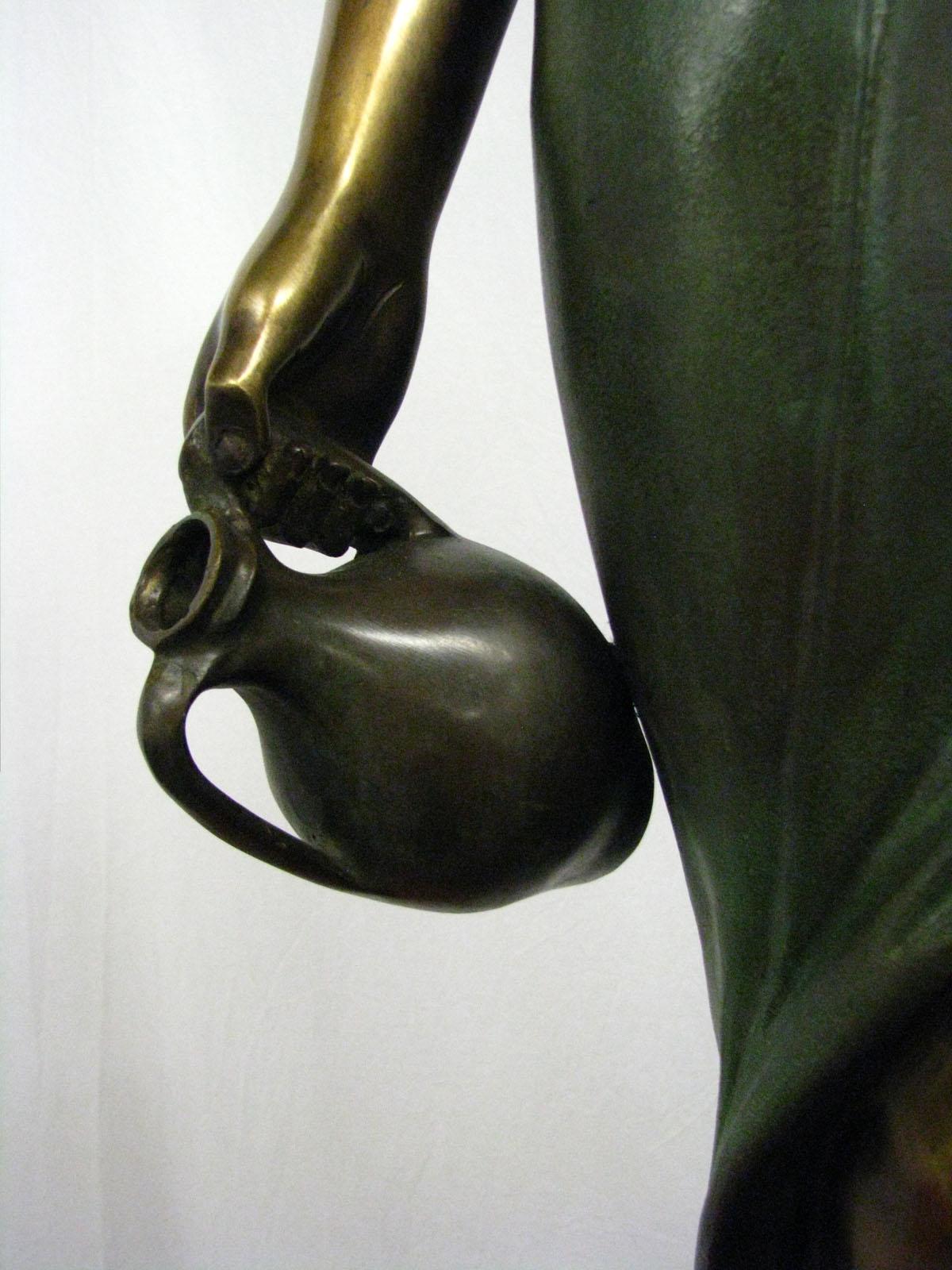 Bronze Statue Girl with Amforas Signed 