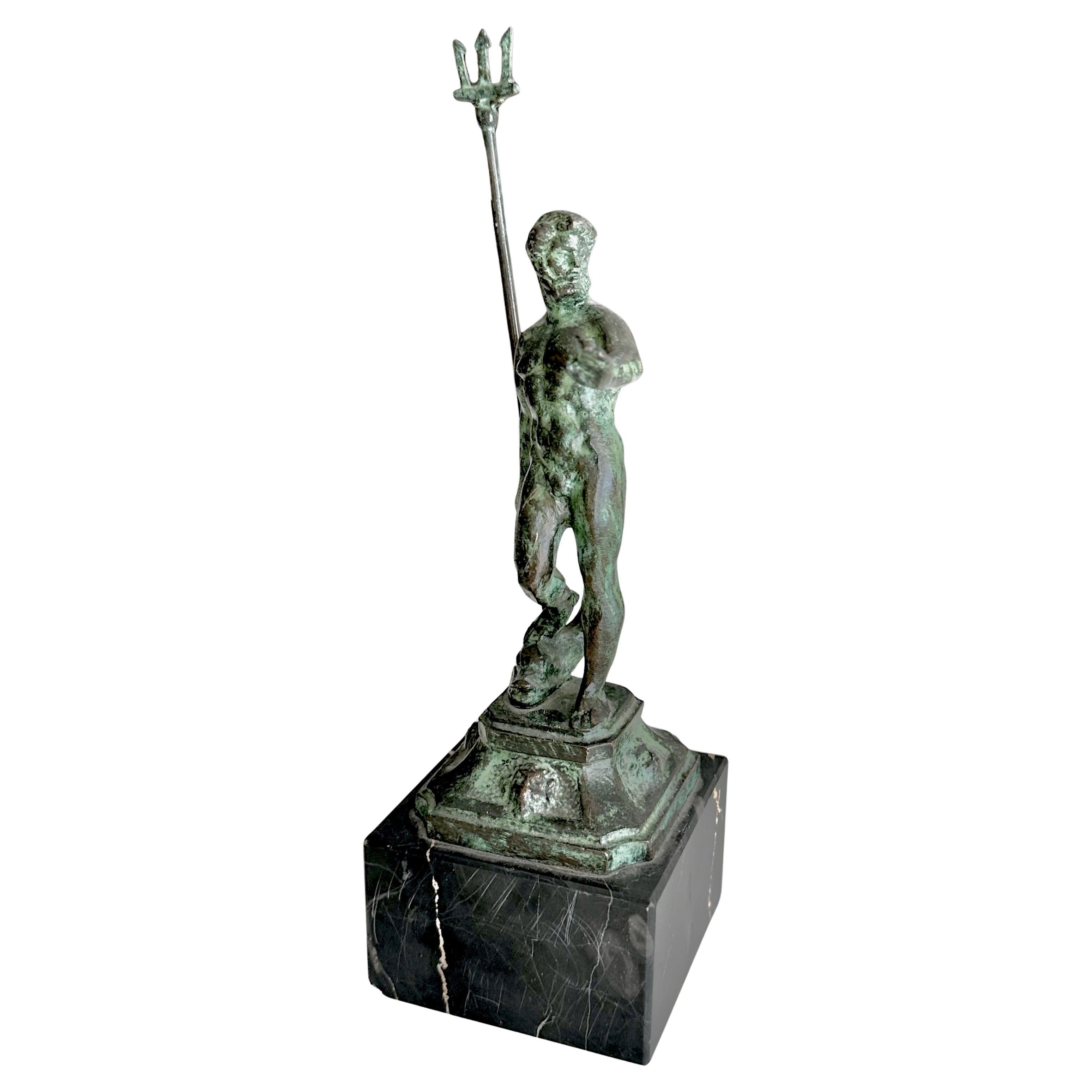 Bronze Statue Greek God Poseidon Holding Trident For Sale