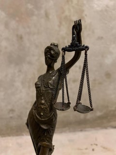 Bronze Statue Lady Justice, Marble Pedestal Alois Mayer