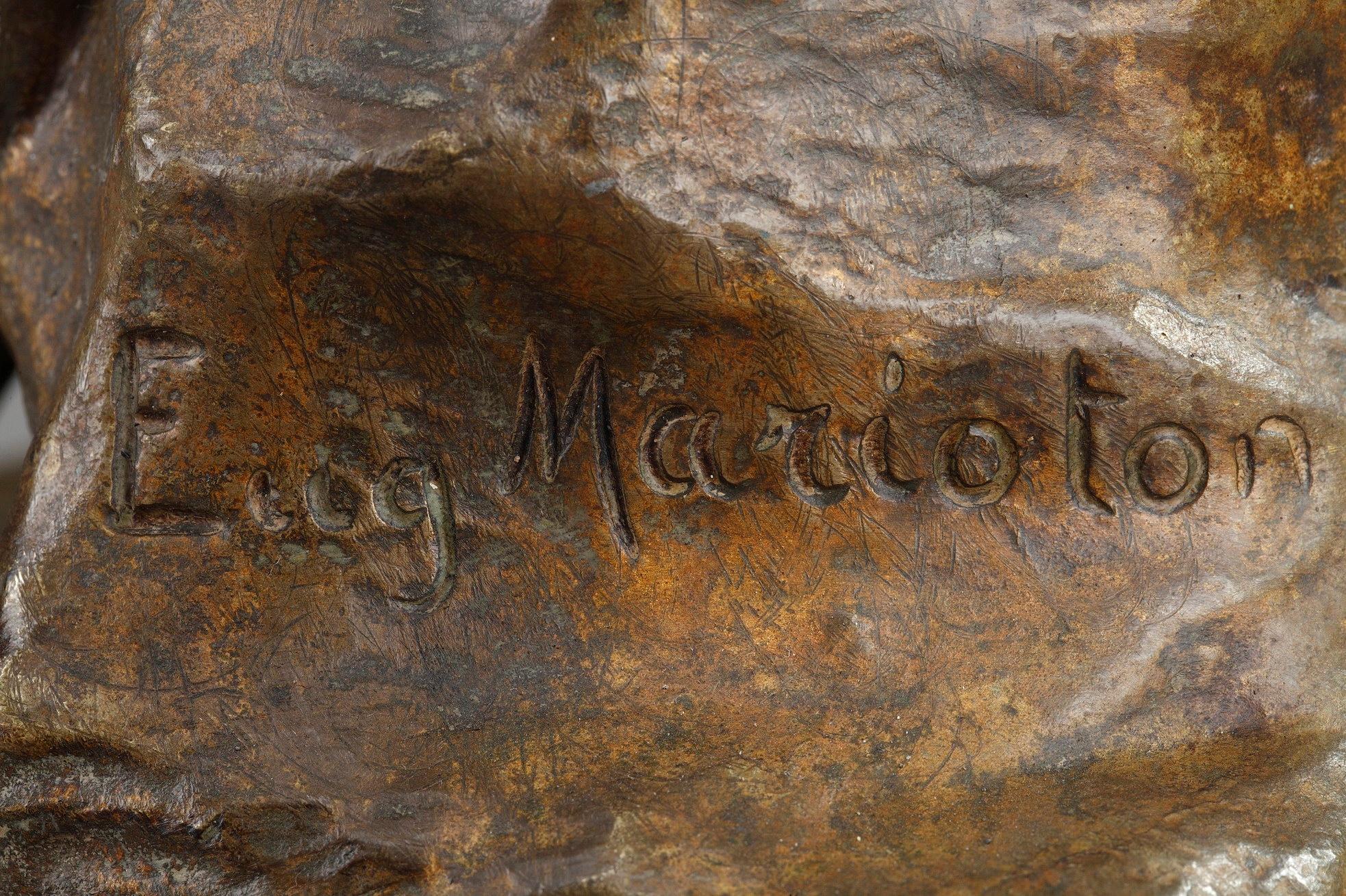 Bronze Statue Meditation by Eugène Marioton 1