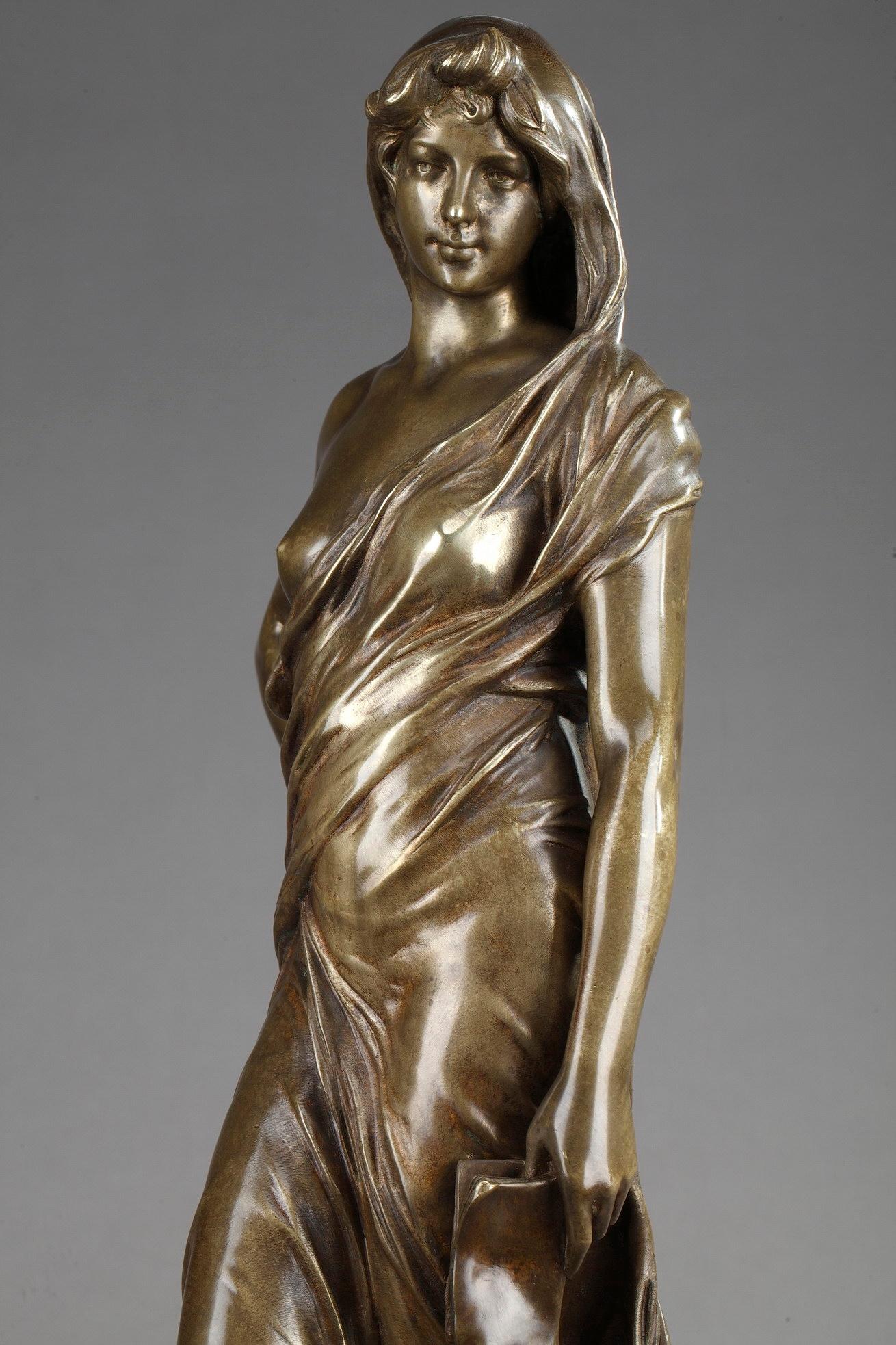 Bronze Statue Meditation by Eugène Marioton 2