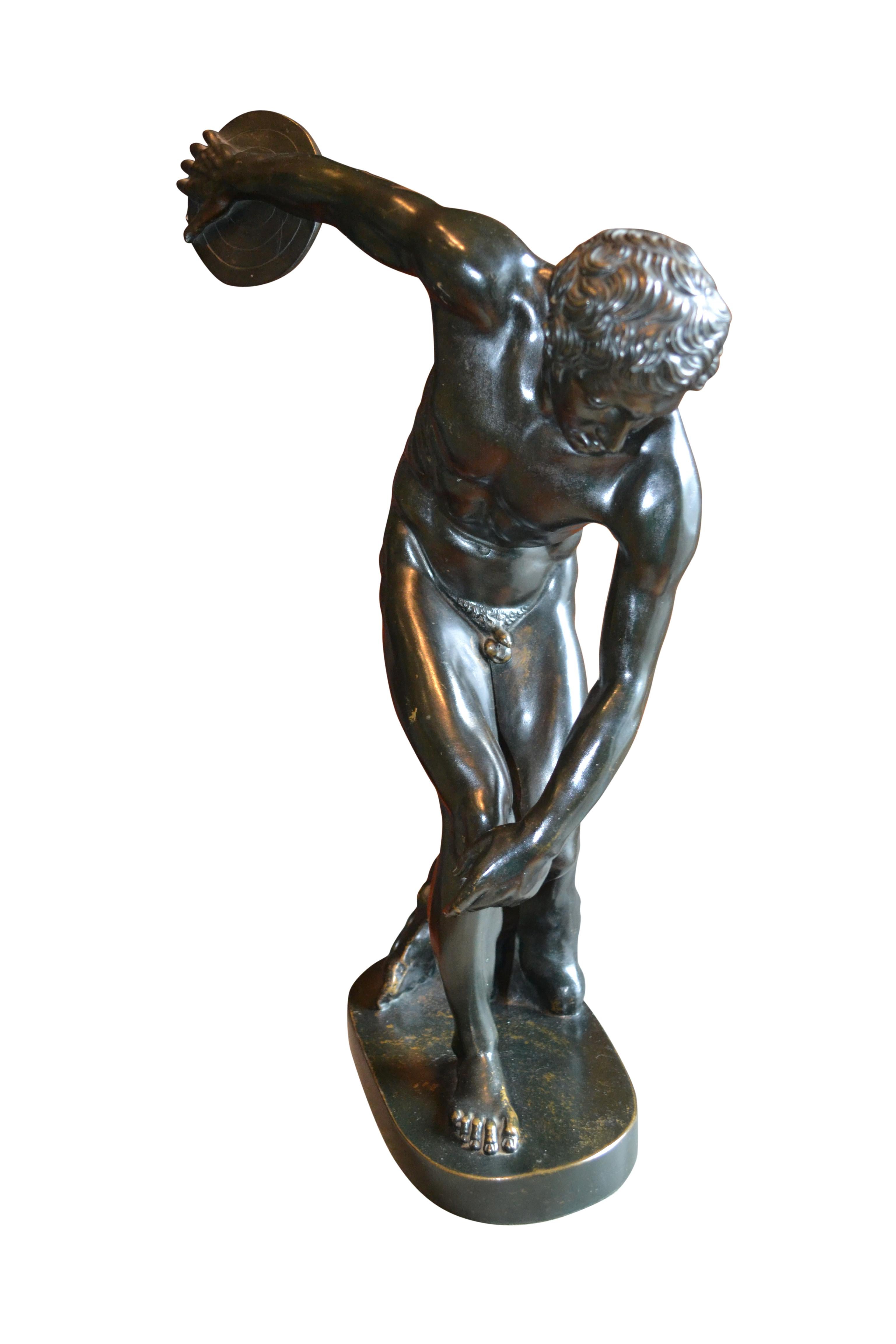 19th Century Bronze Statue of a Discus Thrower Known as the Discobolus of Myron
