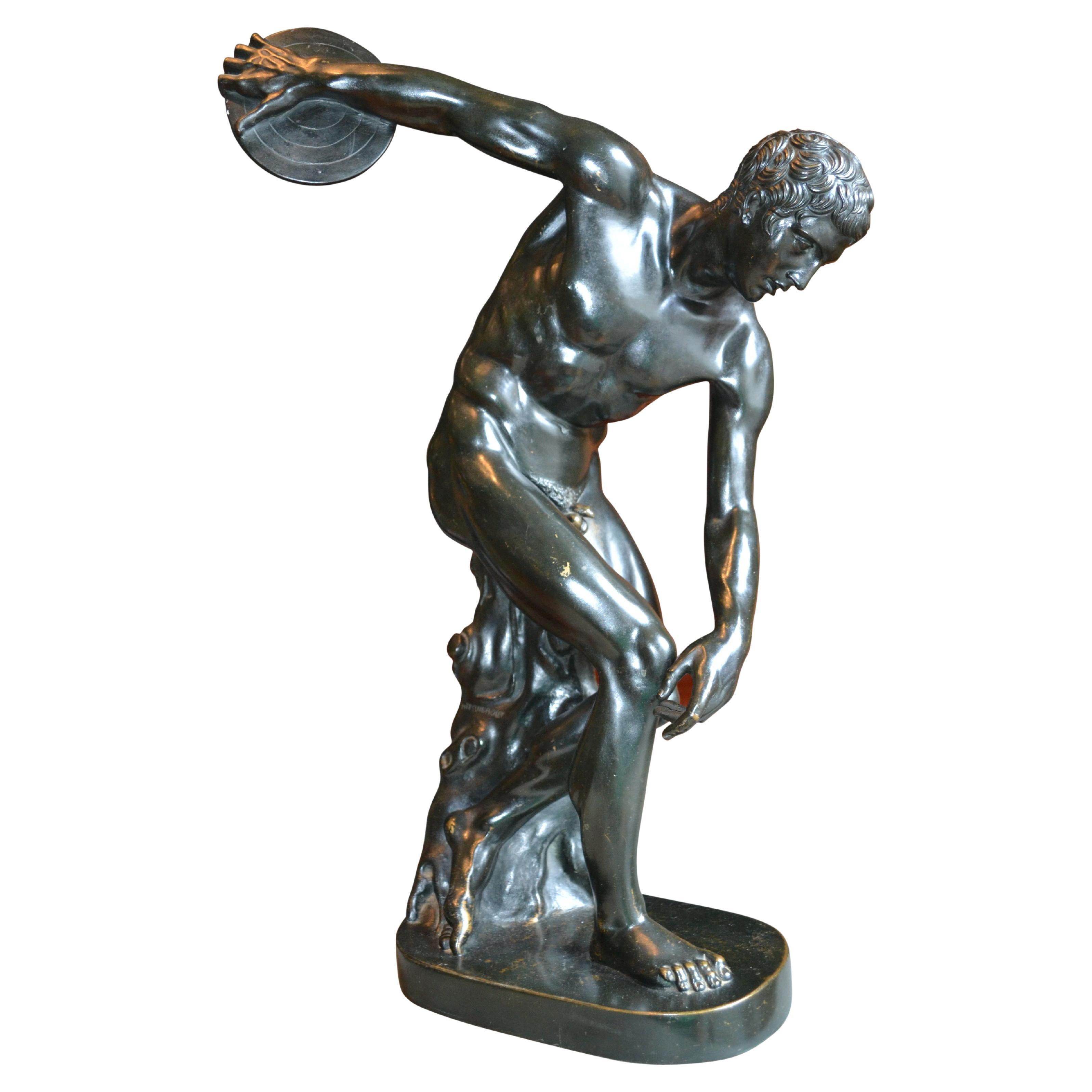 Extra Large Bronze Classic Discus Thrower Statue Figure Nude Athlete