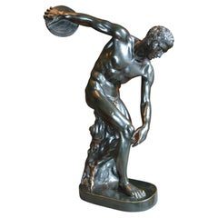 Antique Bronze Statue of a Discus Thrower Known as the Discobolus of Myron