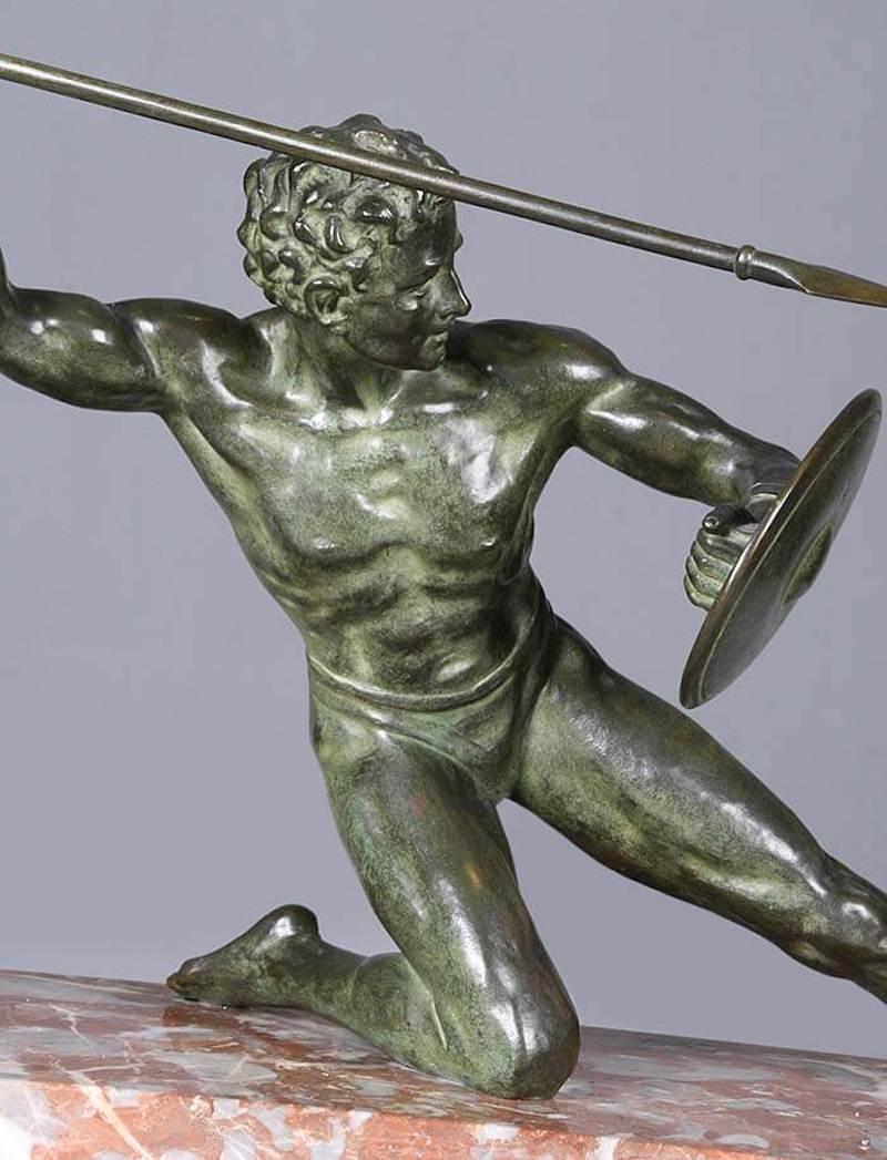Art Deco Bronze Statue of a Gladiator, by Cipriani, France, Early 20th Century