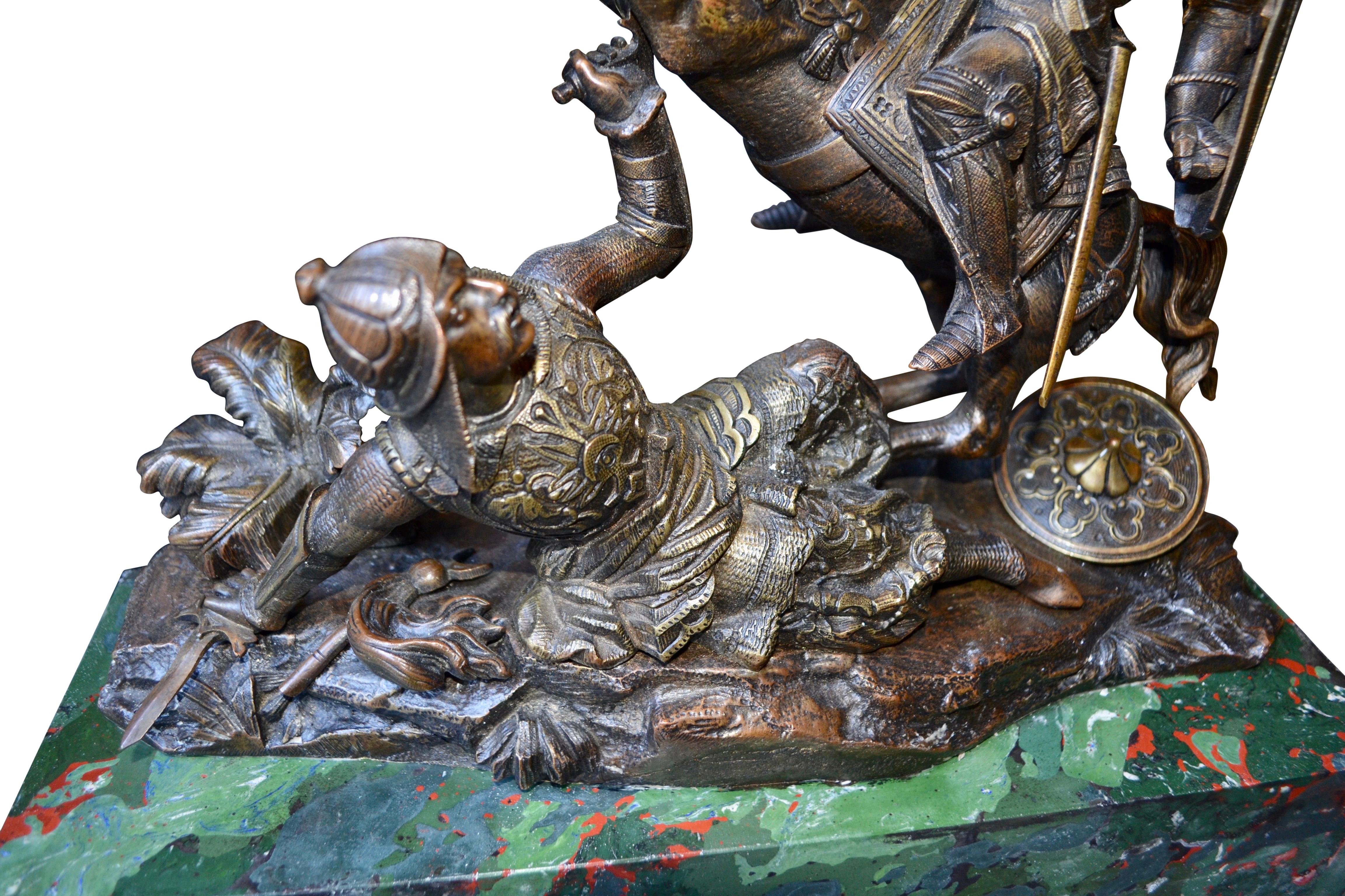 Bronzestatue eines montierten Kreuzblatts im Kampf mit einem Saracen aus Bronze nach T. Gechter im Angebot 2