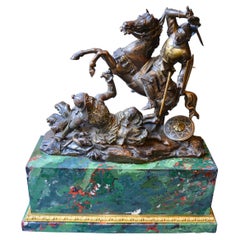 Bronze Statue of a Mounted Crusader in Combat with a Saracen After T. Gechter