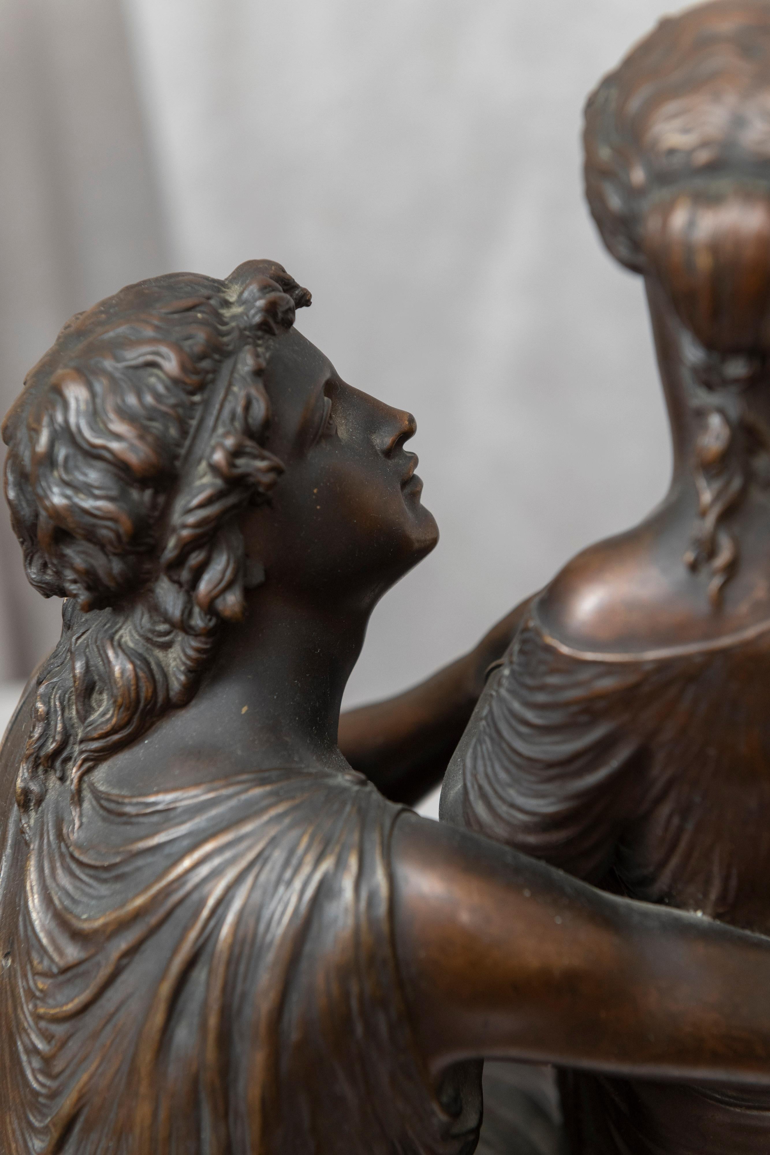 Bronze Statue of a Pleading Man, and a Shy Maiden, French, Gregoire, 1870s 1