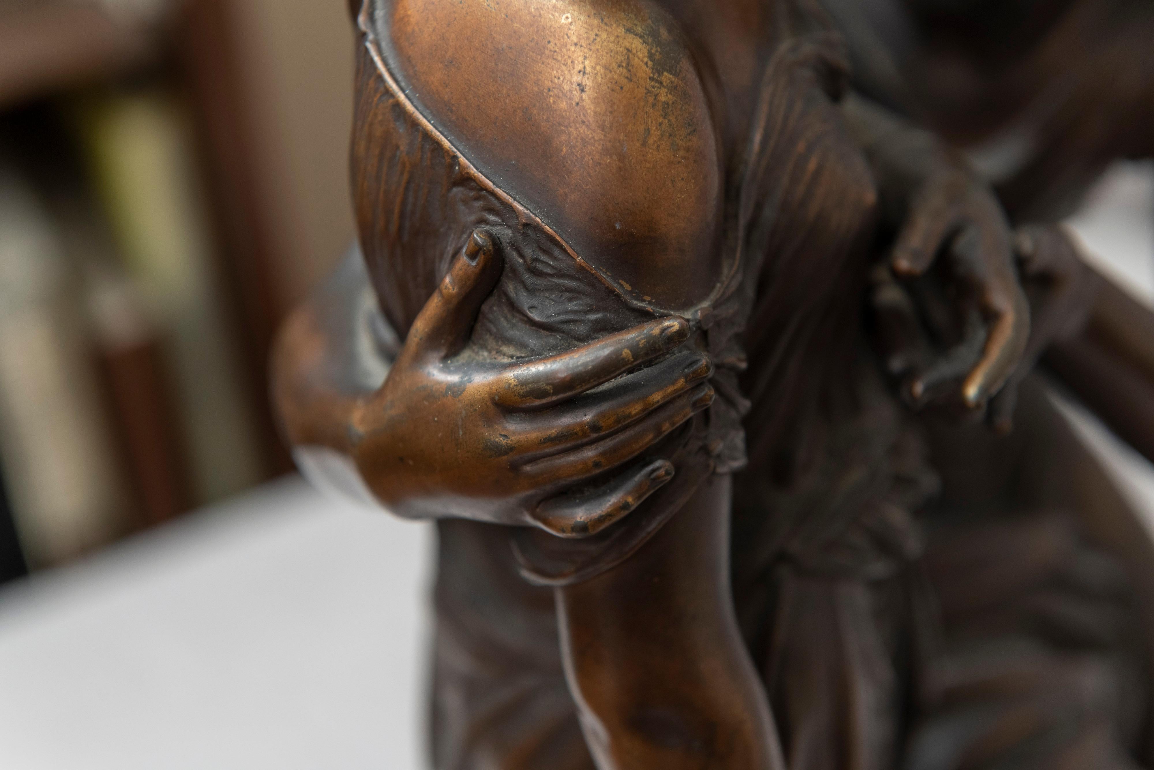 Bronze Statue of a Pleading Man, and a Shy Maiden, French, Gregoire, 1870s 3