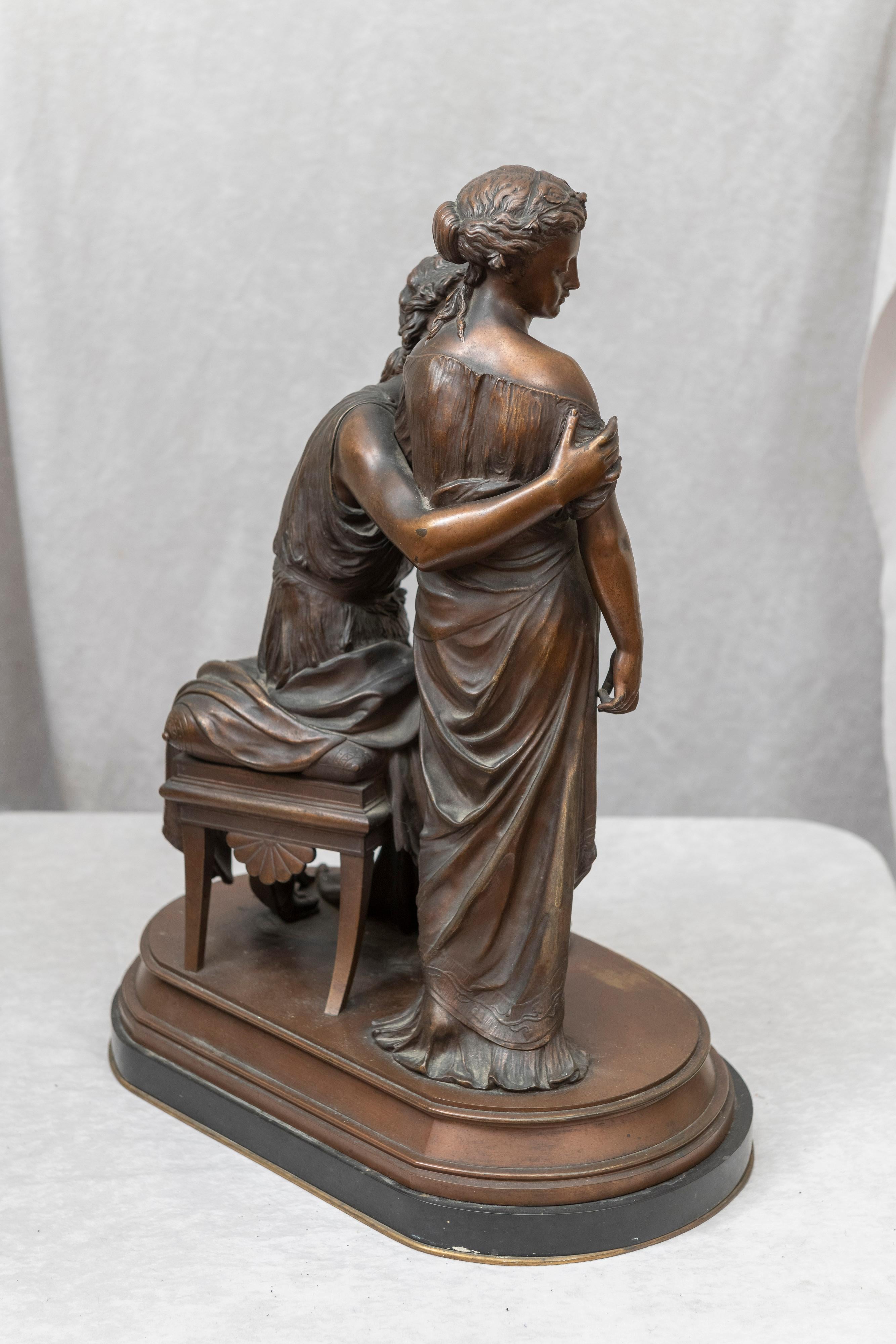 Bronze Statue of a Pleading Man, and a Shy Maiden, French, Gregoire, 1870s 4