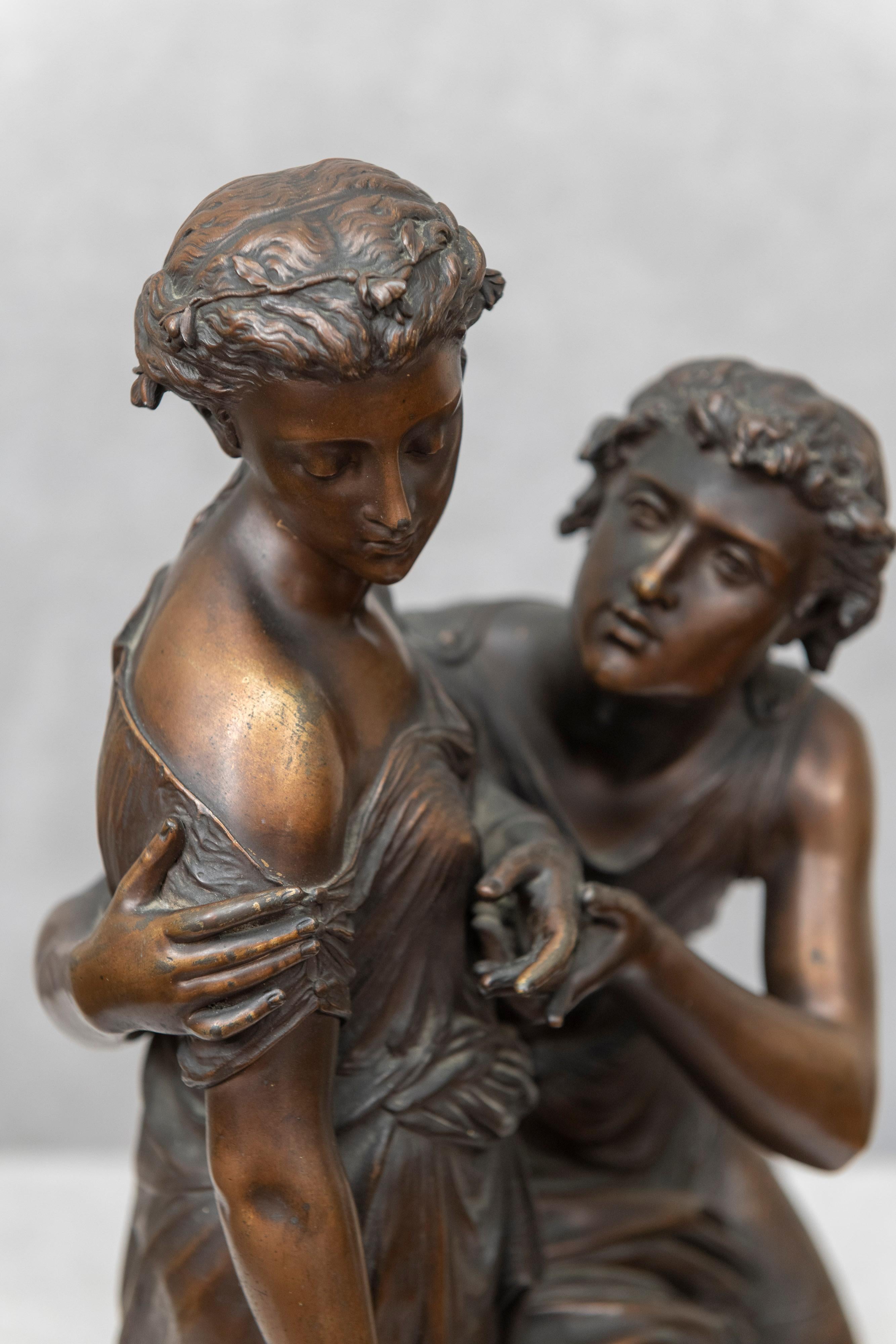 Bronze Statue of a Pleading Man, and a Shy Maiden, French, Gregoire, 1870s 5