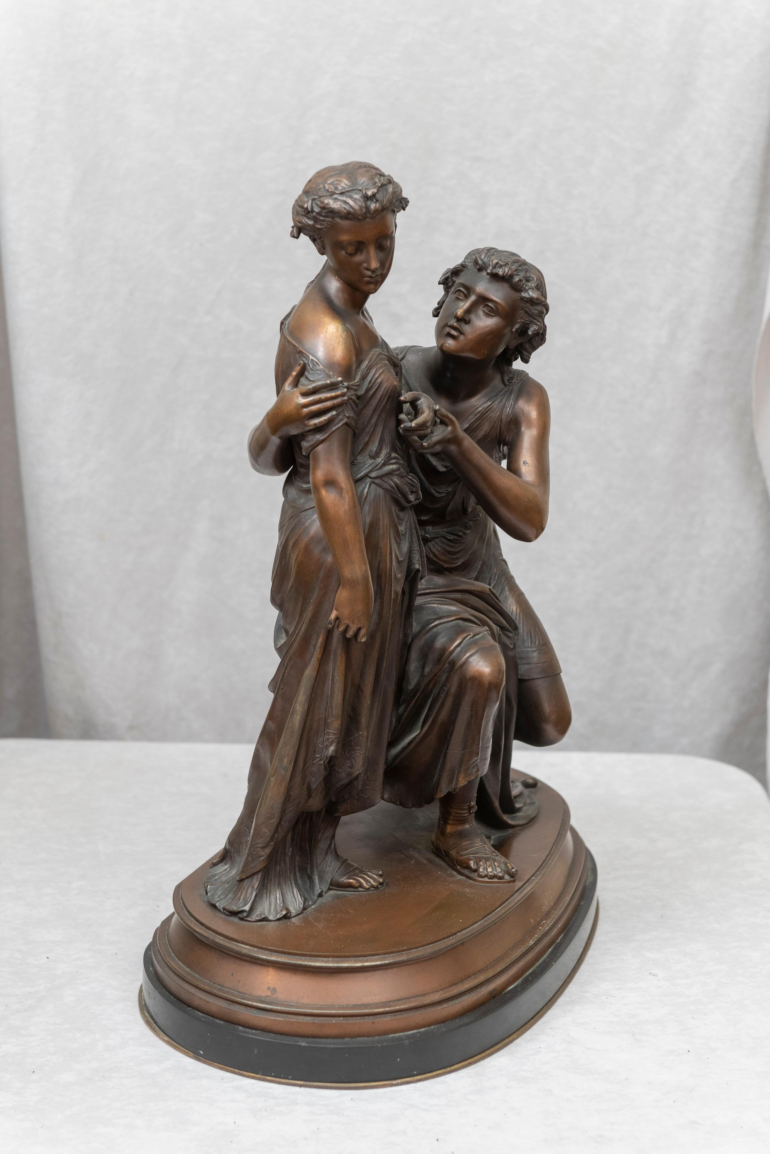 Bronze Statue of a Pleading Man, and a Shy Maiden, French, Gregoire, 1870s 6