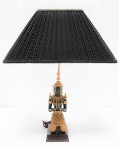 Bronze Statue of a Thai Teppanom Kneeling Angel Buddha Table Lamp