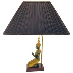 Bronze Statue of a Thai Teppanom Kneeling Angel Buddha Table Lamp