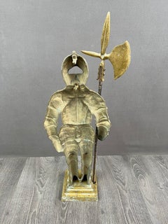 Bronze Armored Warrior Statue, Medieval Knight, 20th Century