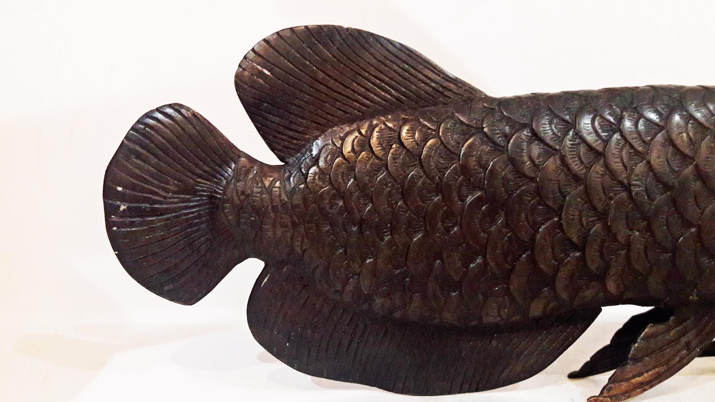 Arts and Crafts Bronze Statue of an Arowana 'Dragon' Fish