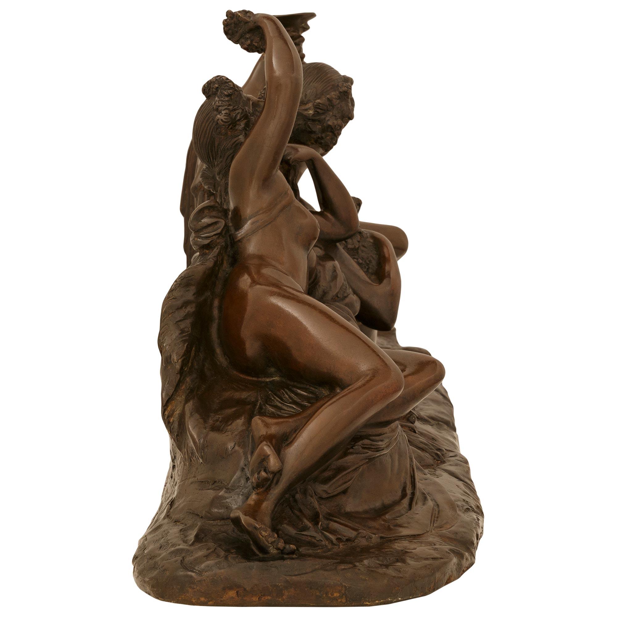 Statue en bronze de Bacchus et Ariane signée Vavasseur et par la Fonderie Pradier Bon état - En vente à West Palm Beach, FL