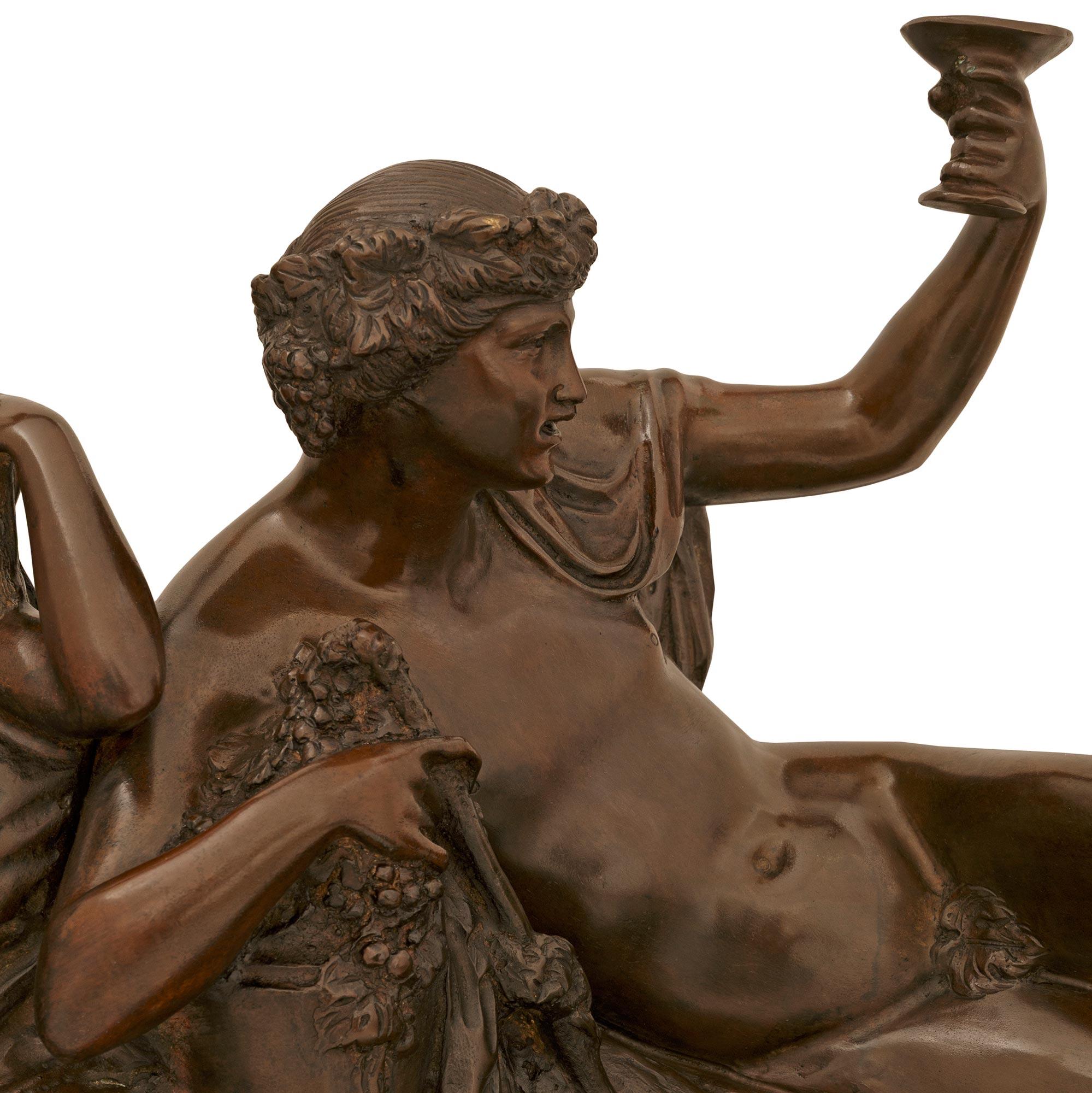 XIXe siècle Statue en bronze de Bacchus et Ariane signée Vavasseur et par la Fonderie Pradier en vente