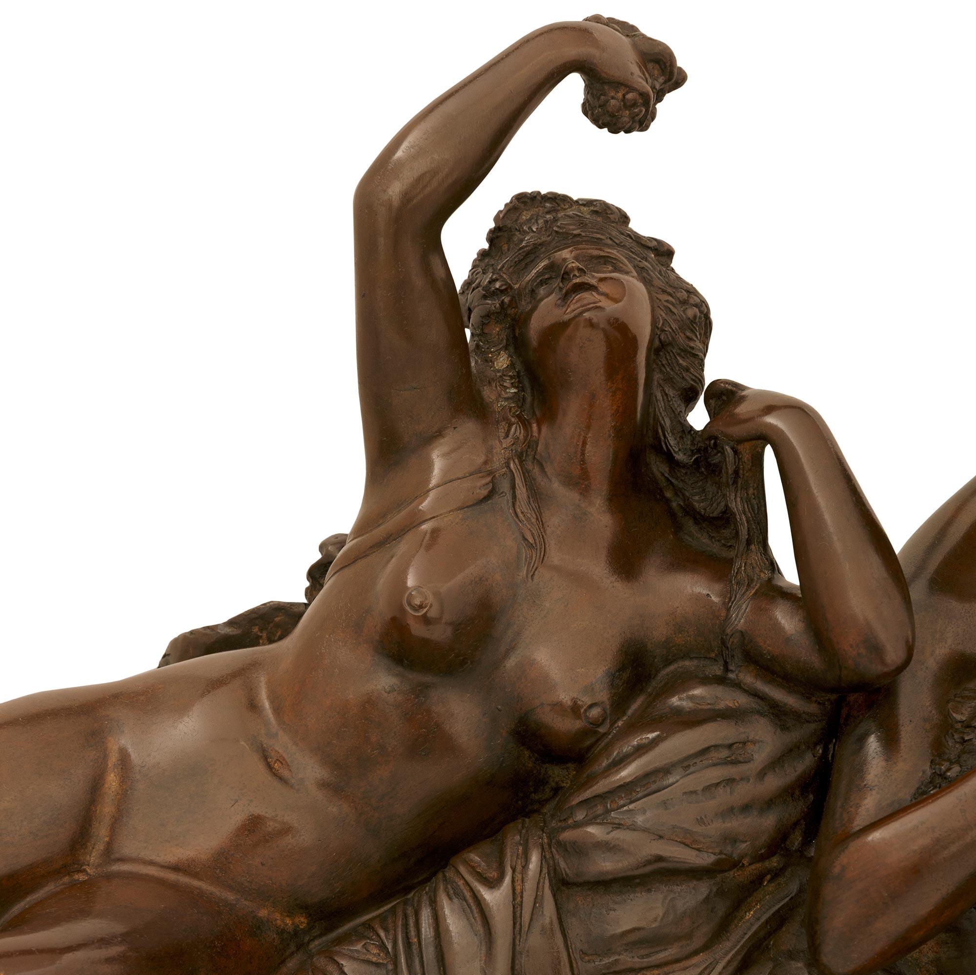 Statue en bronze de Bacchus et Ariane signée Vavasseur et par la Fonderie Pradier en vente 1