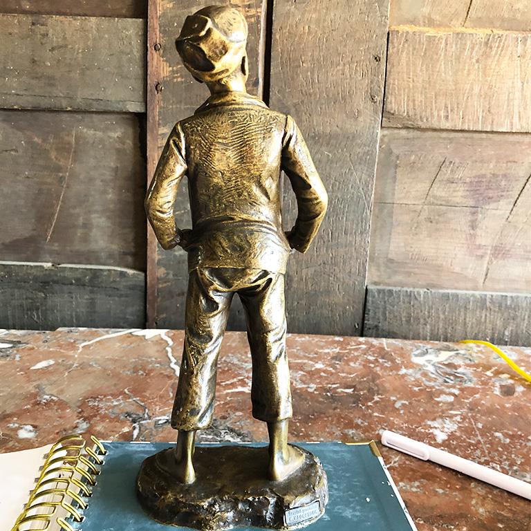 Bronze Brass Figural Statue of boy by Karl Hackstock 19th Century Vienna 1800s 3