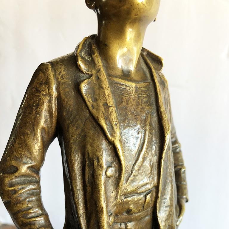 This fabulous bronze sculpture was created by the Austrian sculptor Karl Hackstock in 19th century Vienna.
The sculpture is crafted of bronze and depicts a figure typical subject matter in a child’s life, at the beginning of the 19th century.