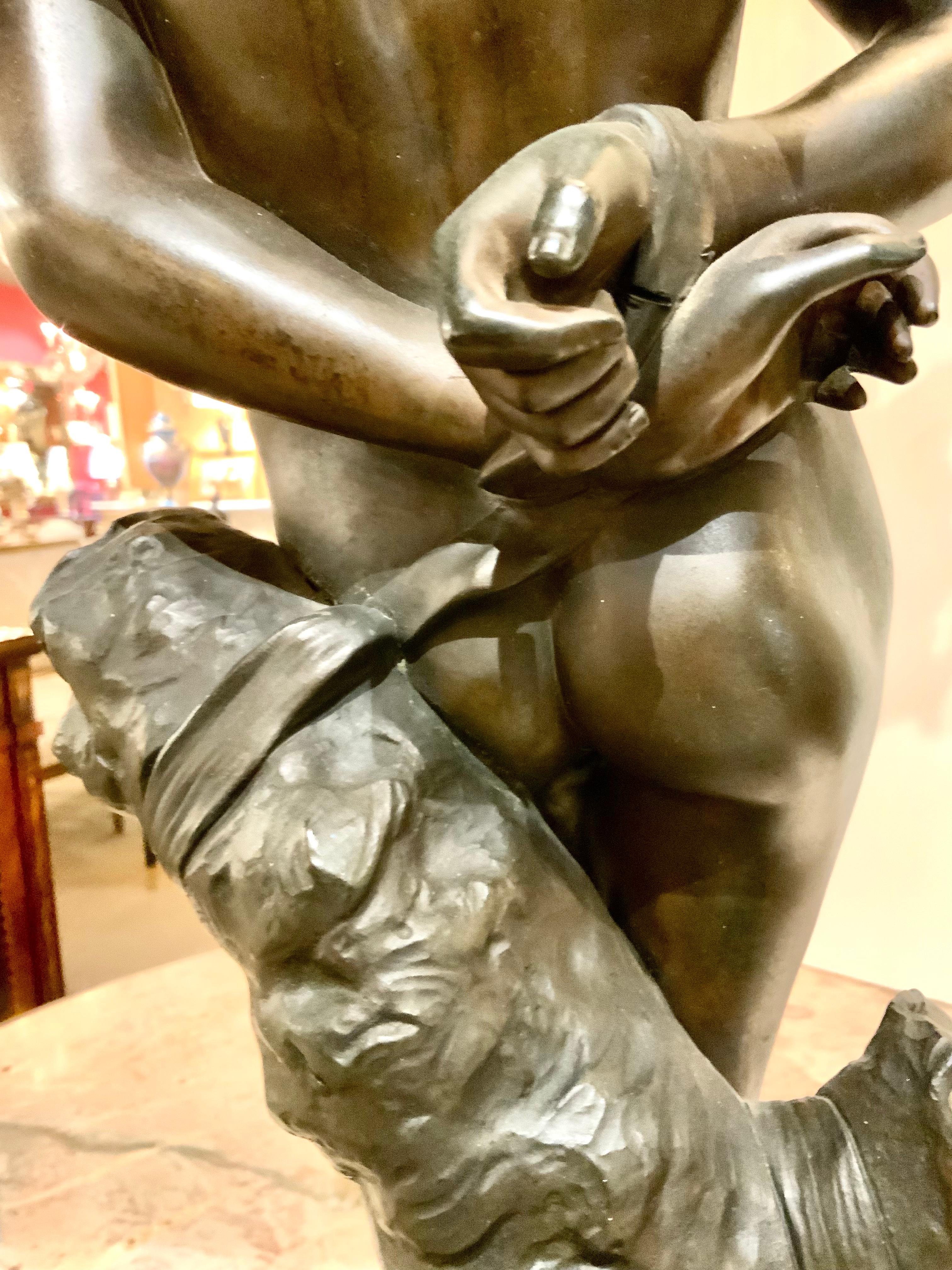 Francese Statua di bronzo di Cupido di Denise Delayigne, XIX sec. in vendita