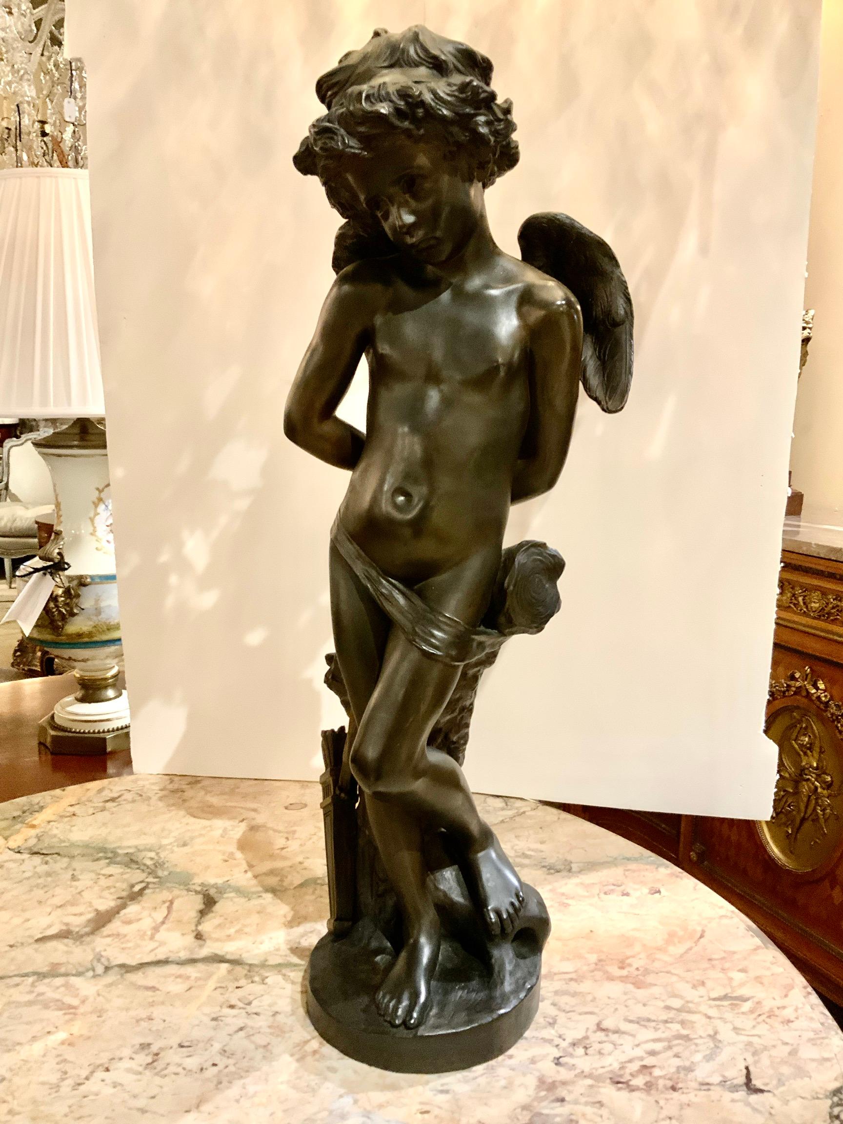 Bronze Statue of Cupid by Denise Delayigne, 19th C For Sale 2
