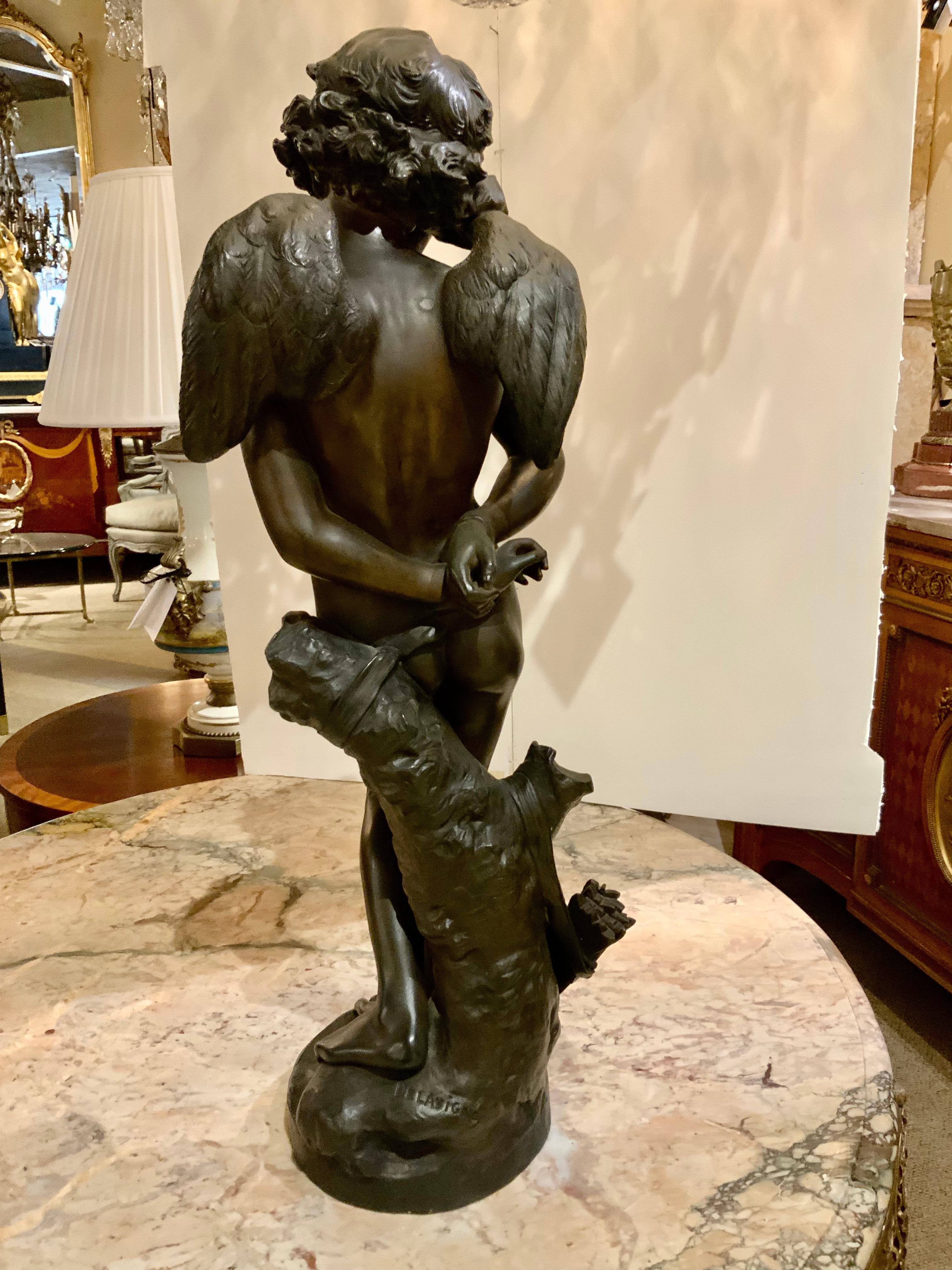 Bronze Statue of Cupid by Denise Delayigne, 19th C For Sale 3