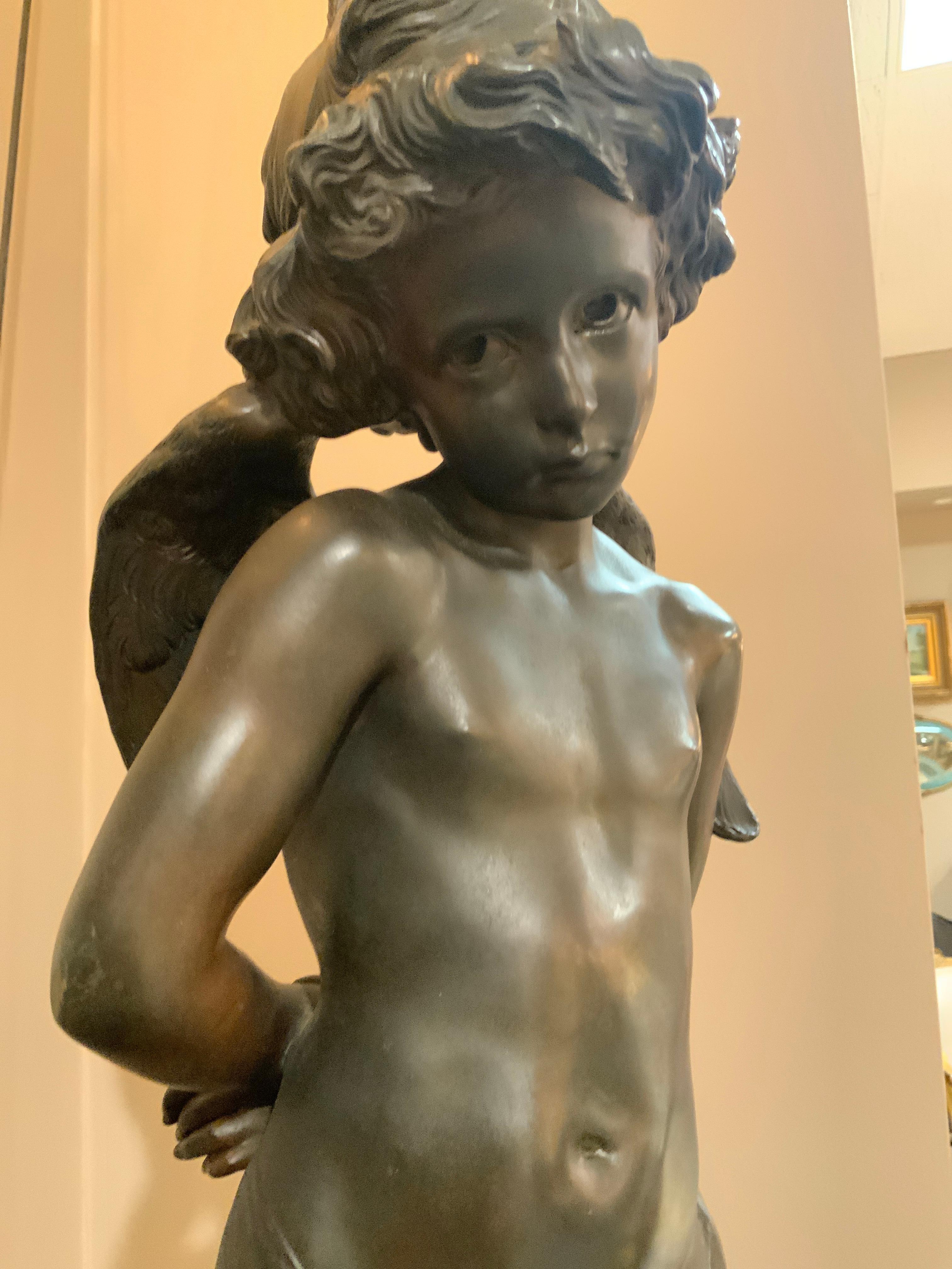 Statua di bronzo di Cupido di Denise Delayigne, XIX sec. in vendita 4