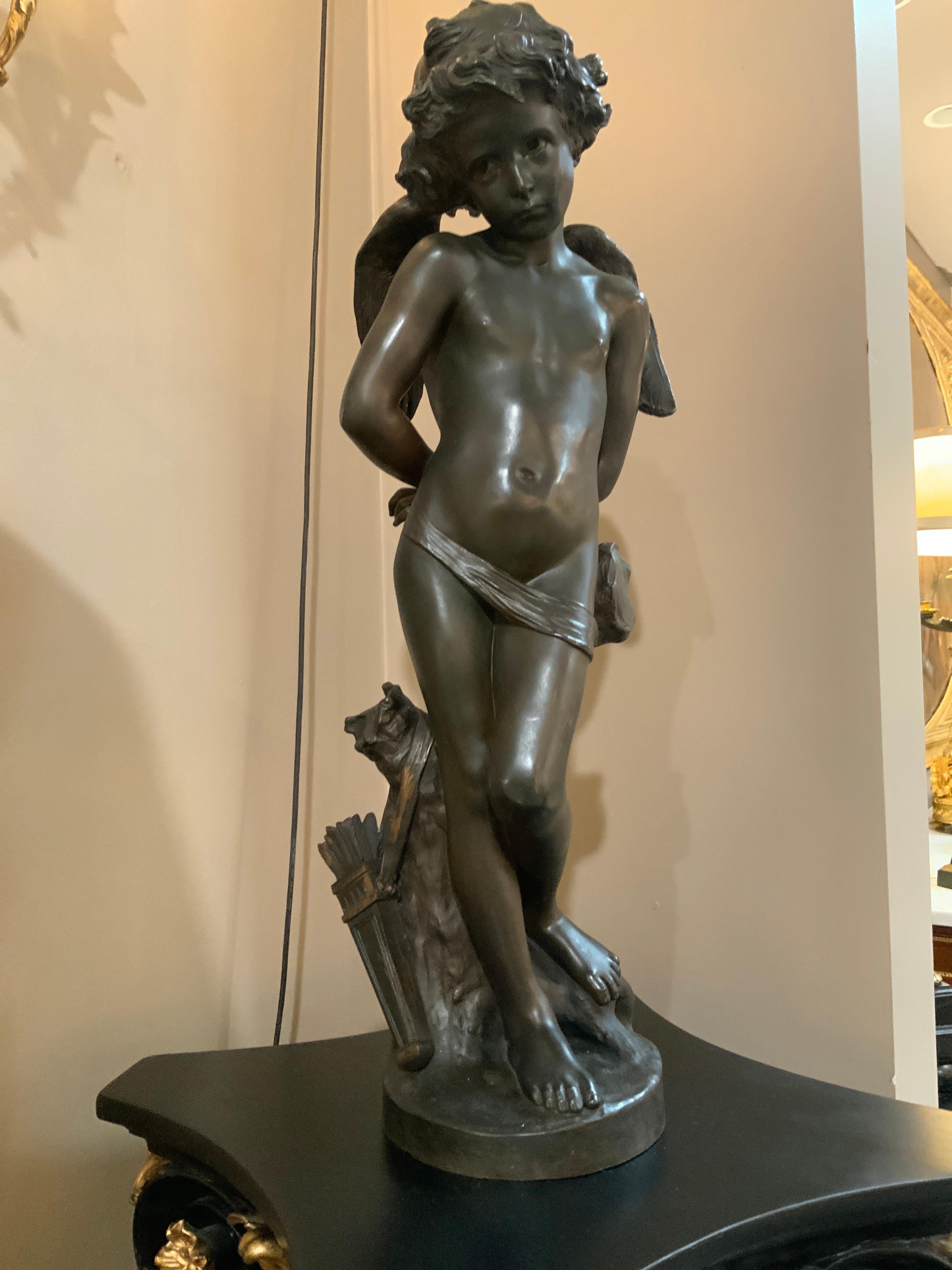 Statua di bronzo di Cupido di Denise Delayigne, XIX sec. in vendita 5
