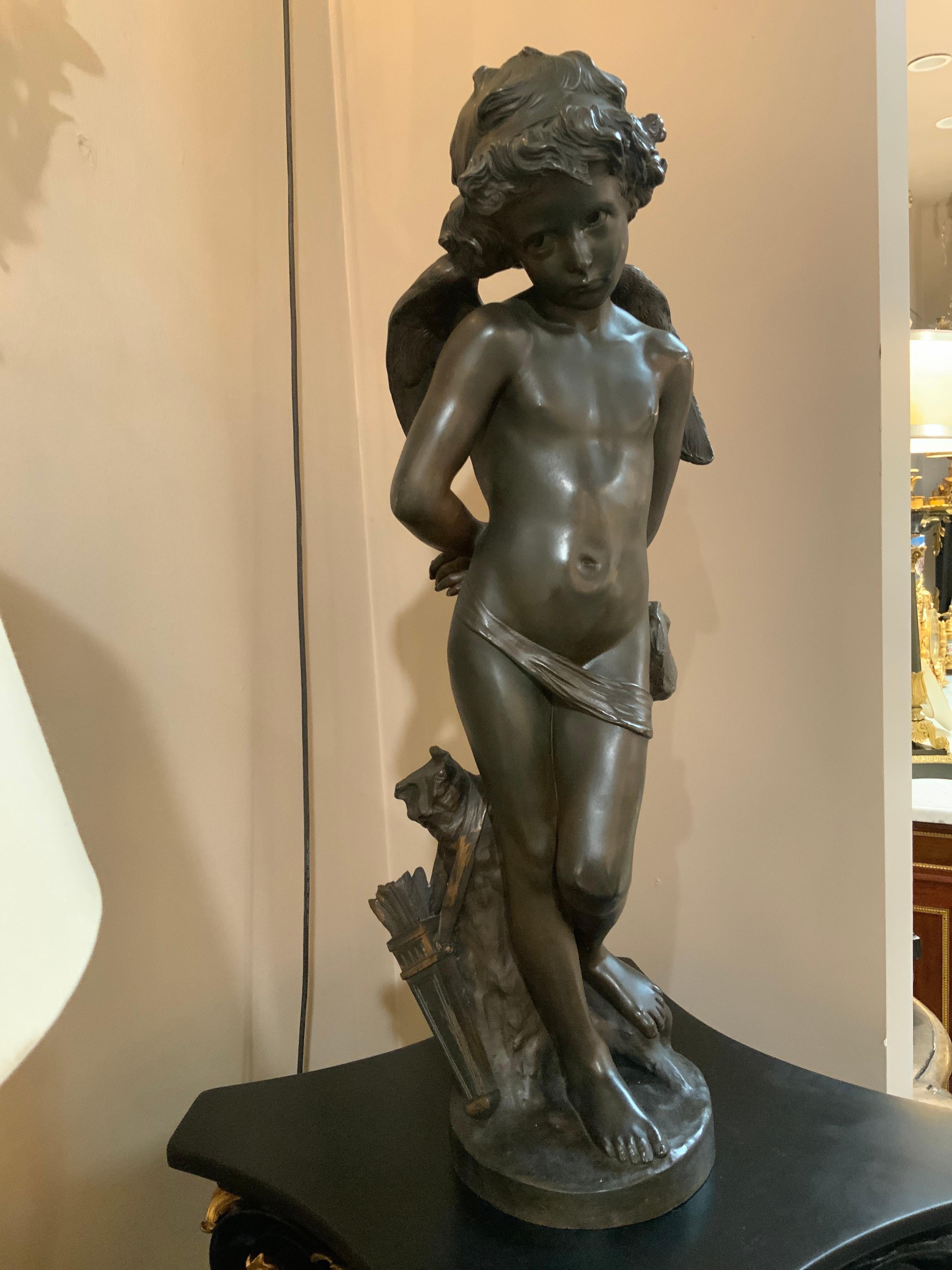 Statua di bronzo di Cupido di Denise Delayigne, XIX sec. in vendita 3