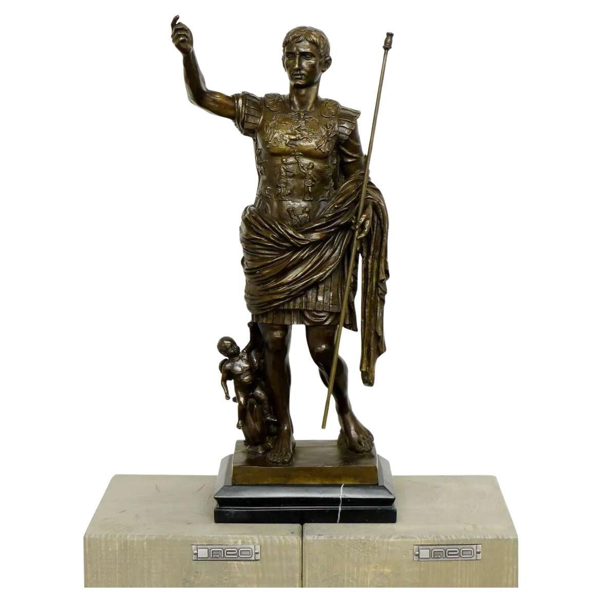 Bronze Statue Of Emperor Augustus, Roman Imperial Sculpture