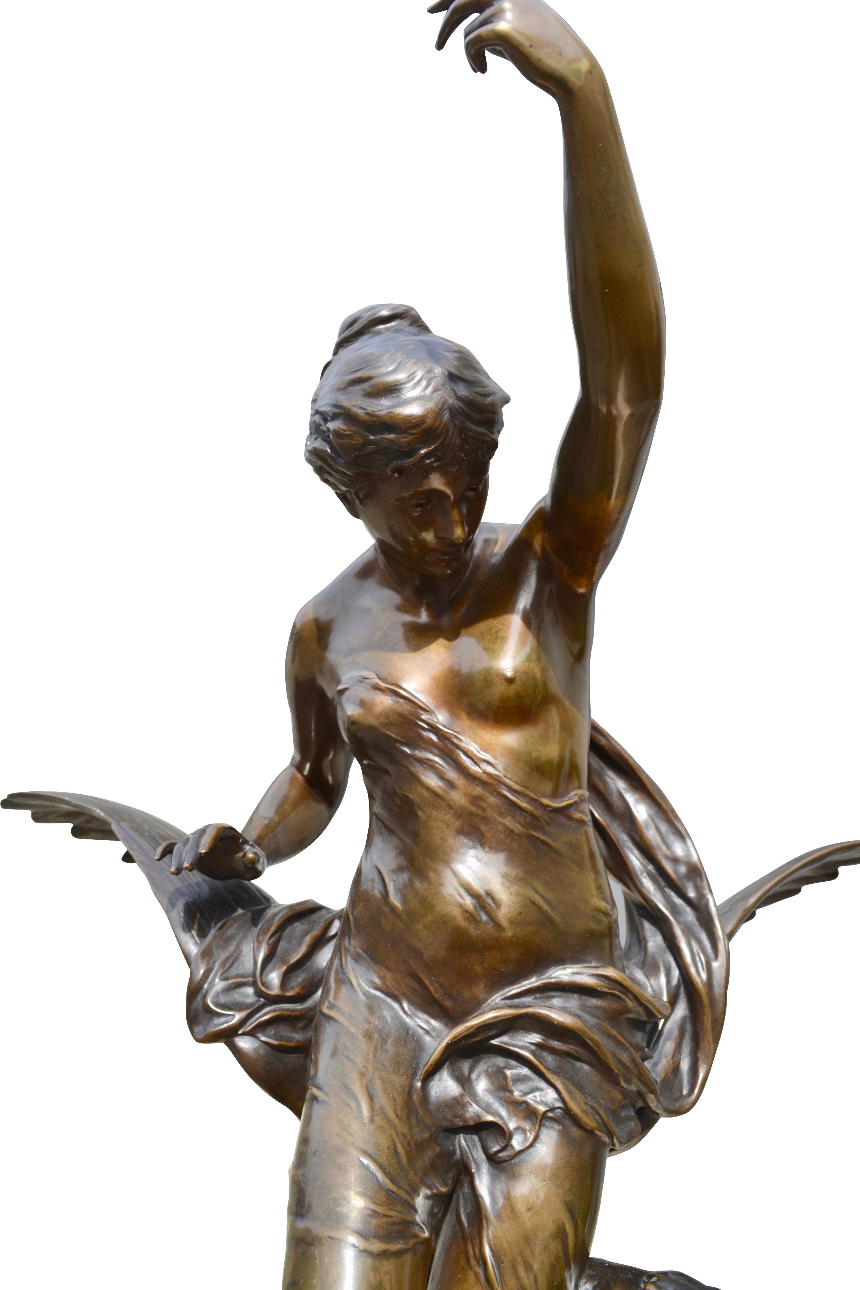 Cast Bronze Statue of Hebe and The Eagle of Jupiter by Emile Louis Picault
