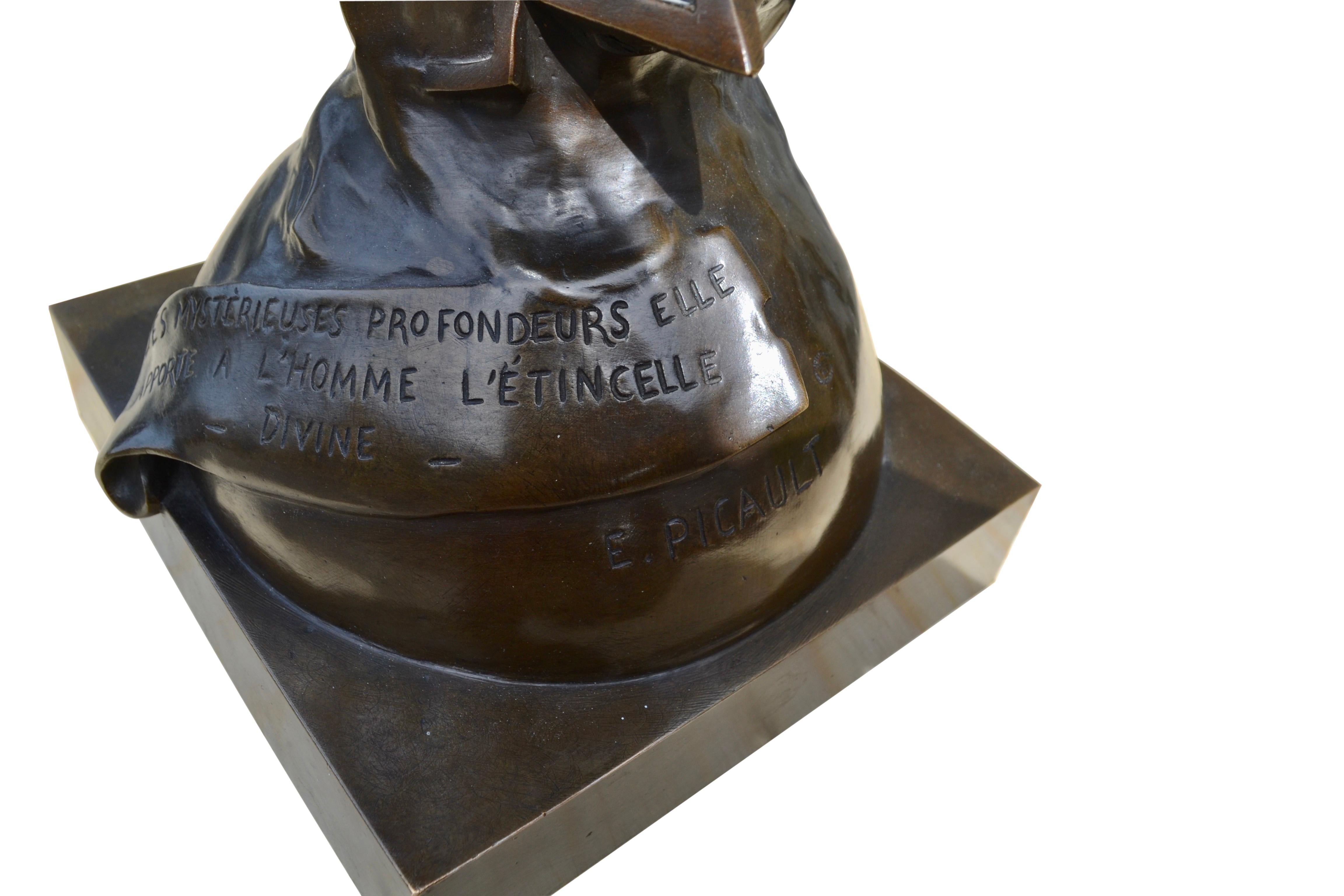 19th Century Bronze Statue of Hebe and The Eagle of Jupiter by Emile Louis Picault