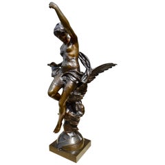 Statue en bronze d'Hébé et de l'aigle de Jupiter par Emile Louis Picault