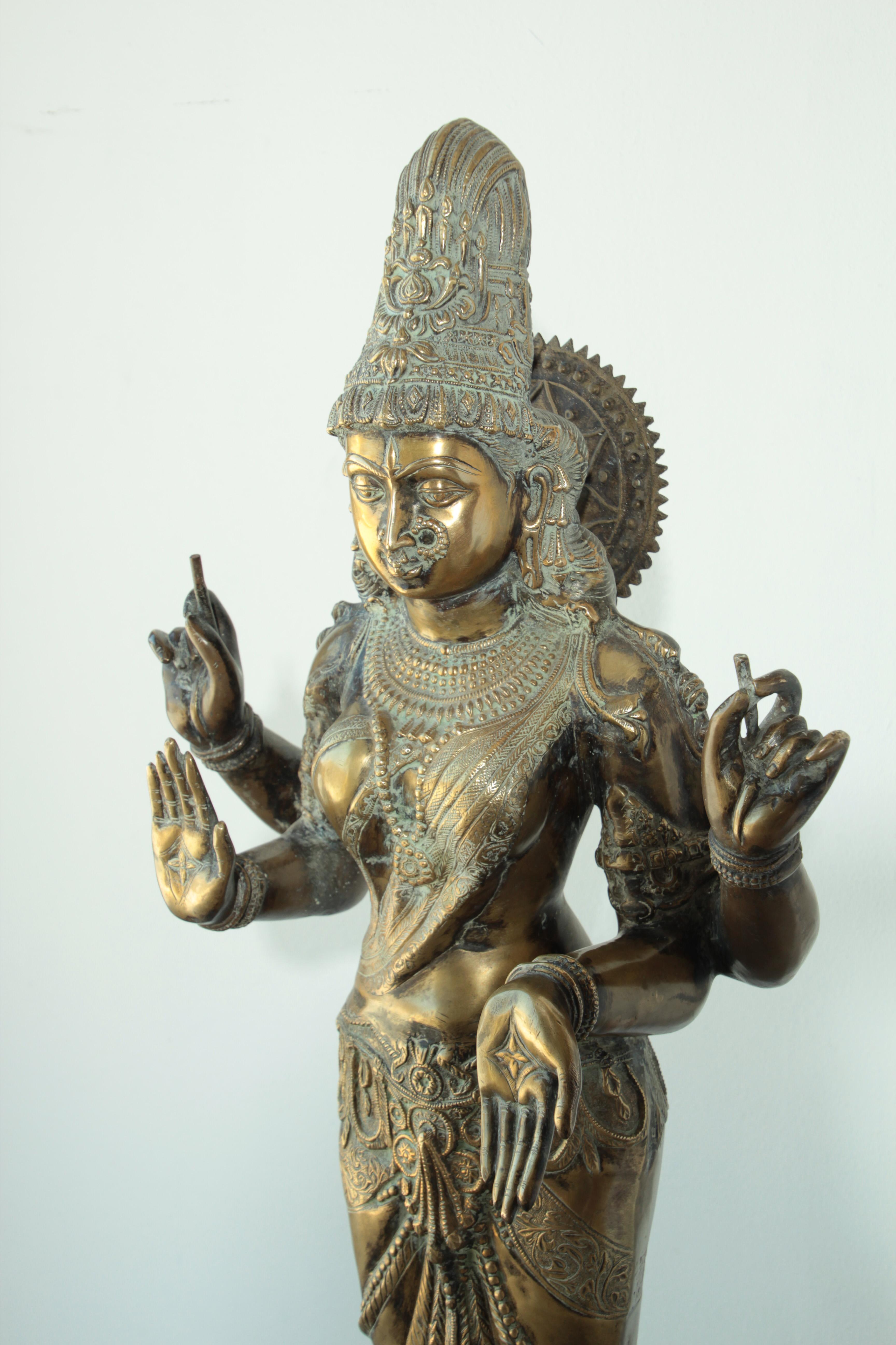 20th Century Bronze Statue of Hindu Goddess Lakshmi