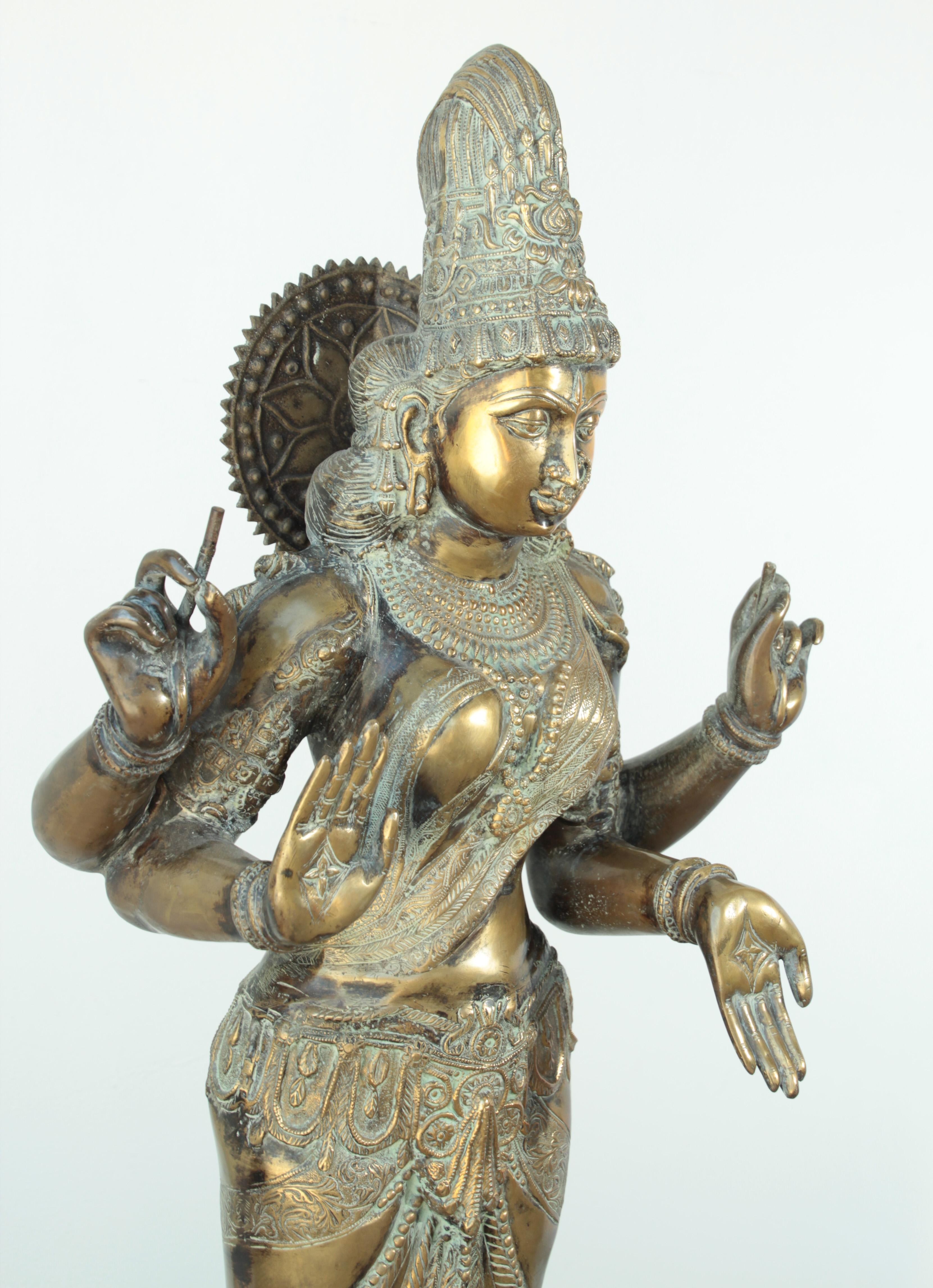 Indian Bronze Statue of Hindu Goddess Lakshmi