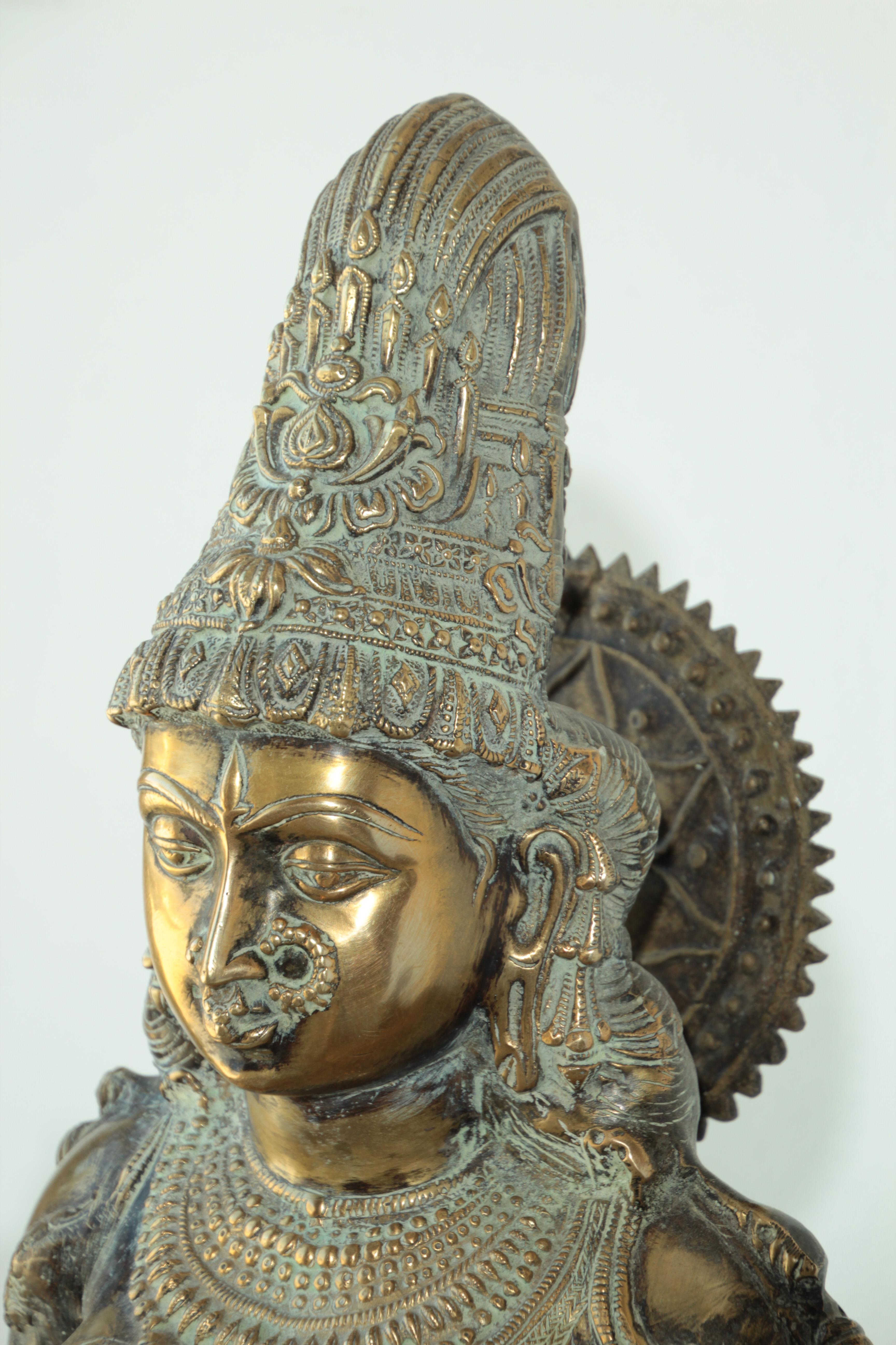 Cast Bronze Statue of Hindu Goddess Lakshmi