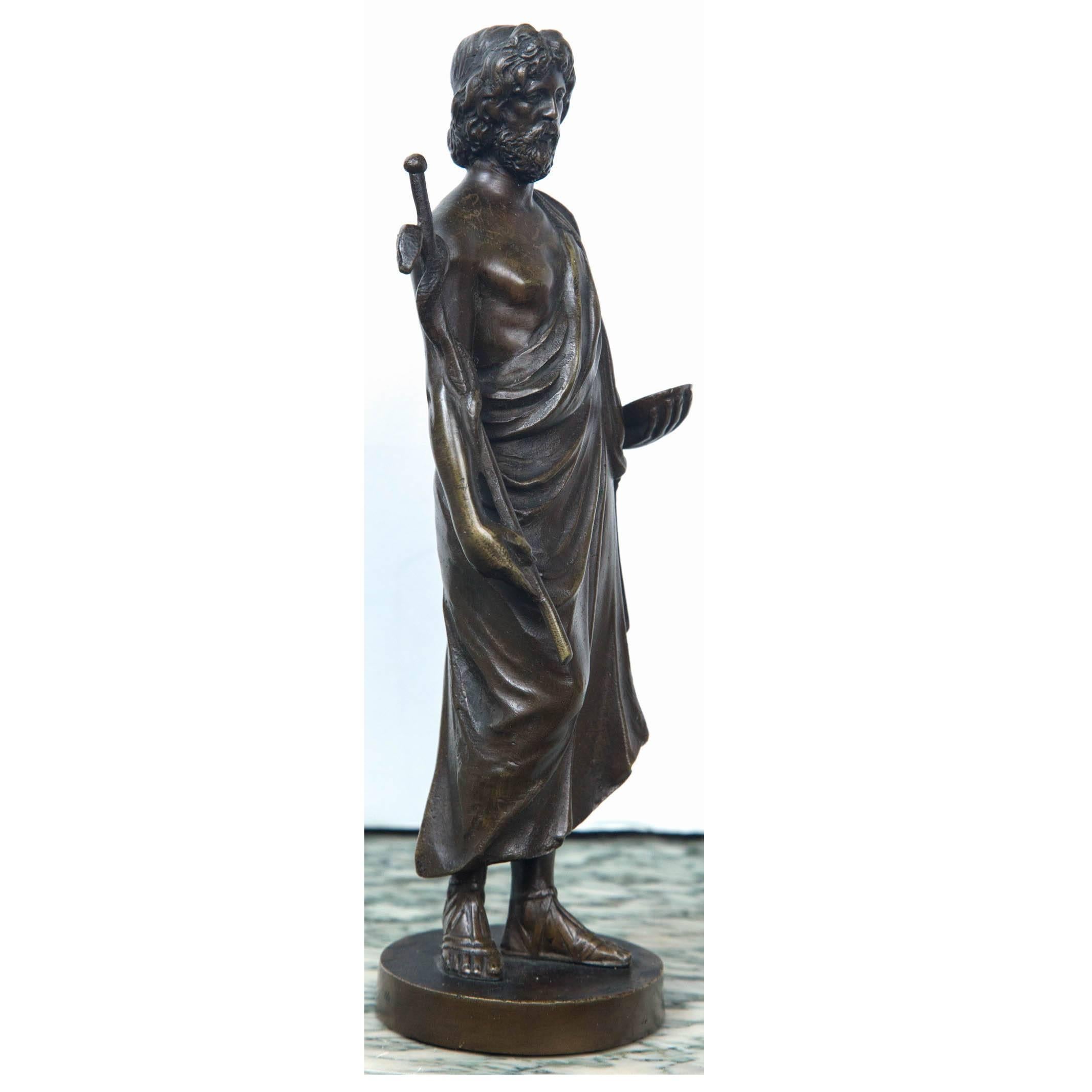 Classical Greek Bronze Statue of Hippocrates For Sale