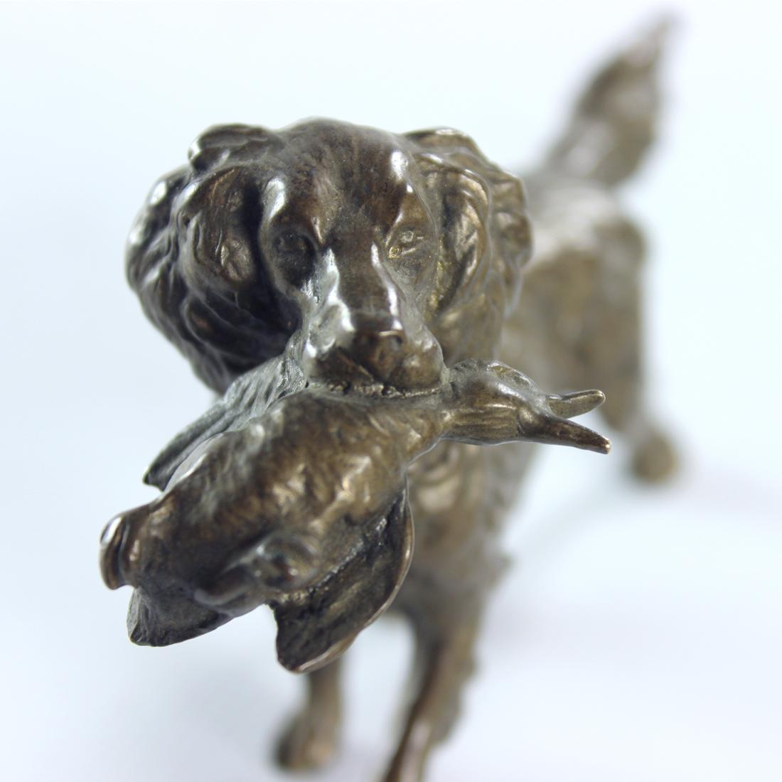 Bronze Statue of Hunting Retriever, Czechoslovakia 1920s In Excellent Condition For Sale In Zohor, SK