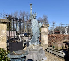 Bronze Statue of Liberty on Pedestal