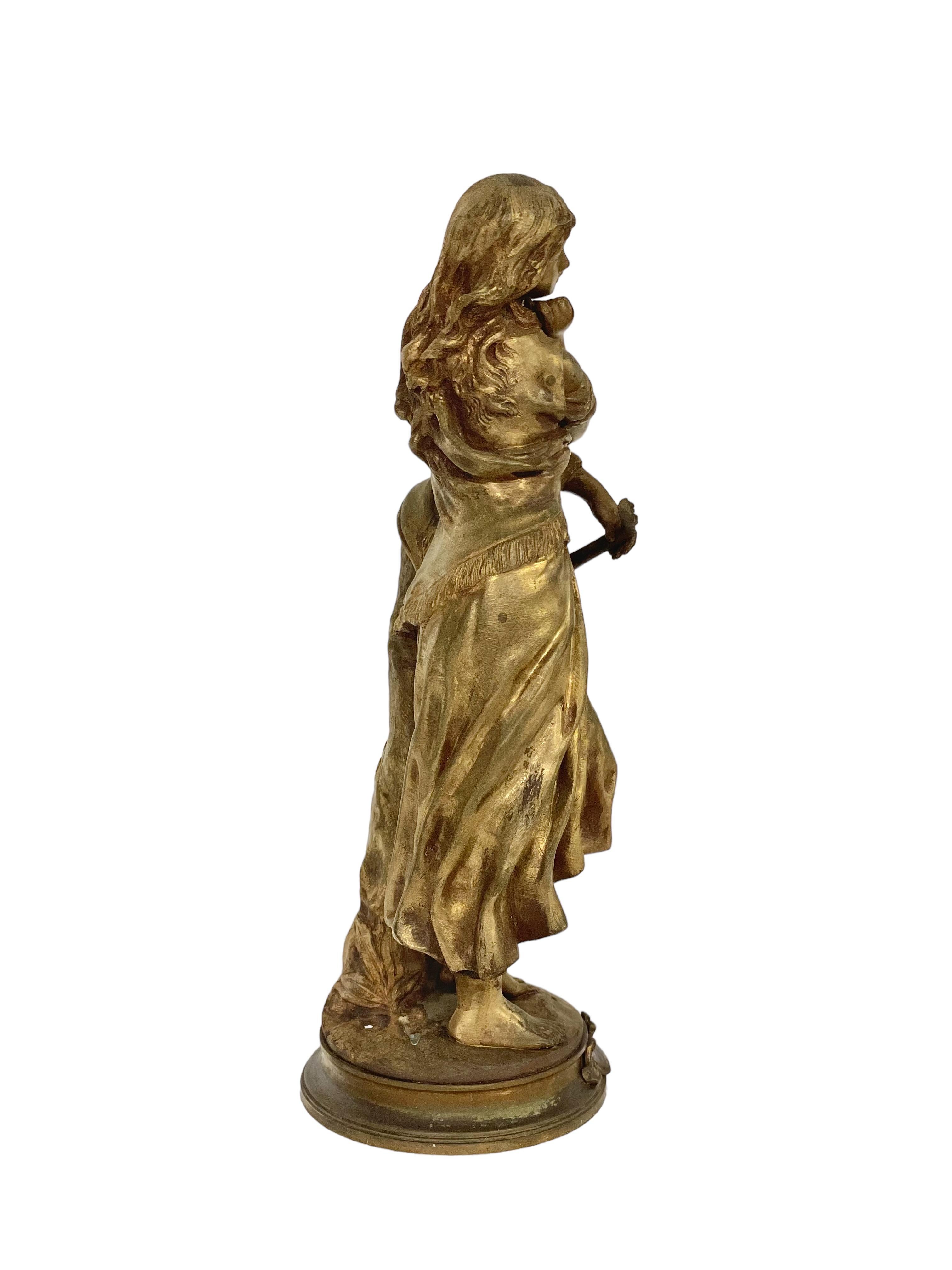 Gilt French Antique Bronze Statue of 'Mignon' by A.E. Gaudez