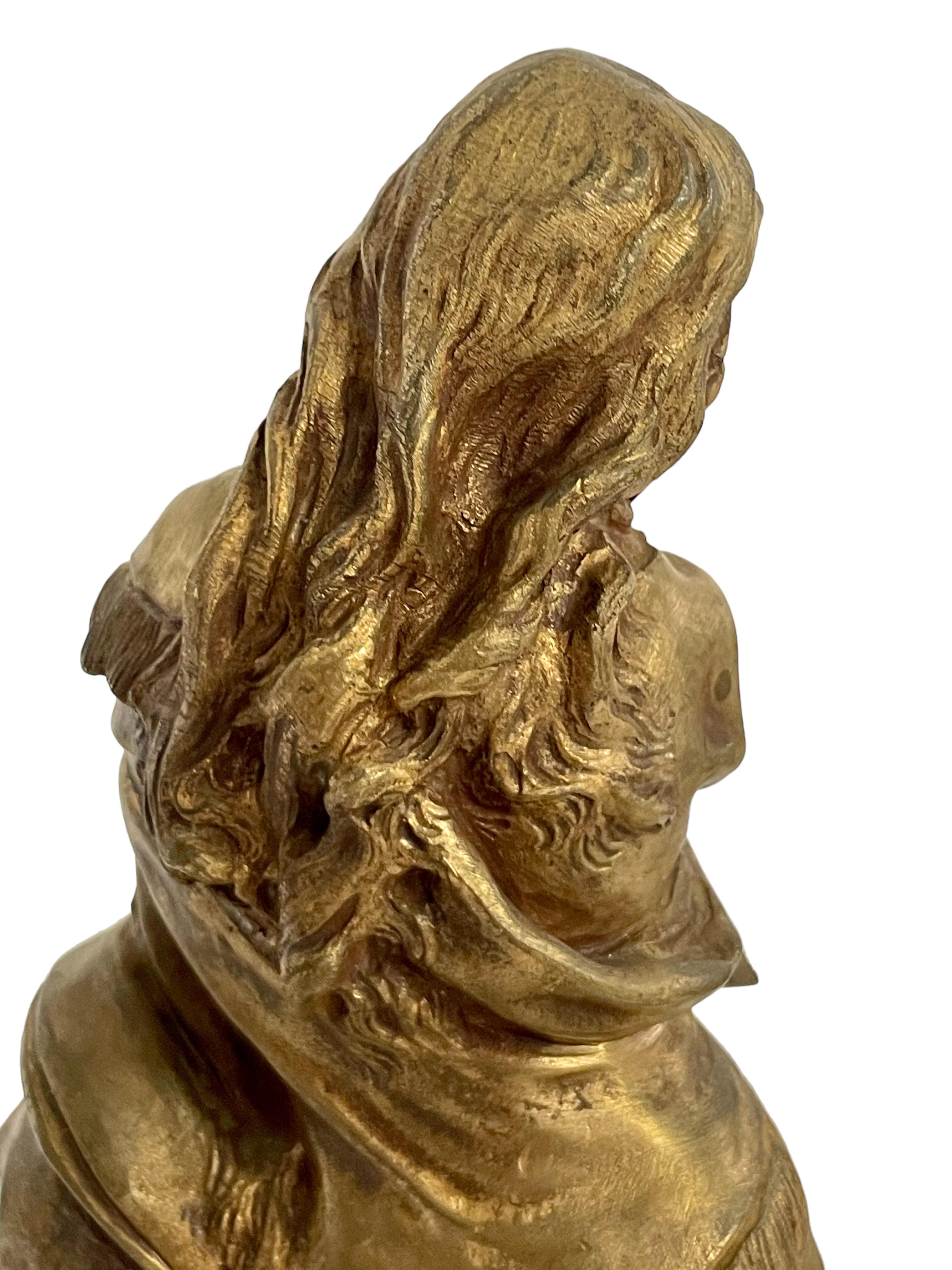 French Antique Bronze Statue of 'Mignon' by A.E. Gaudez In Good Condition In LA CIOTAT, FR